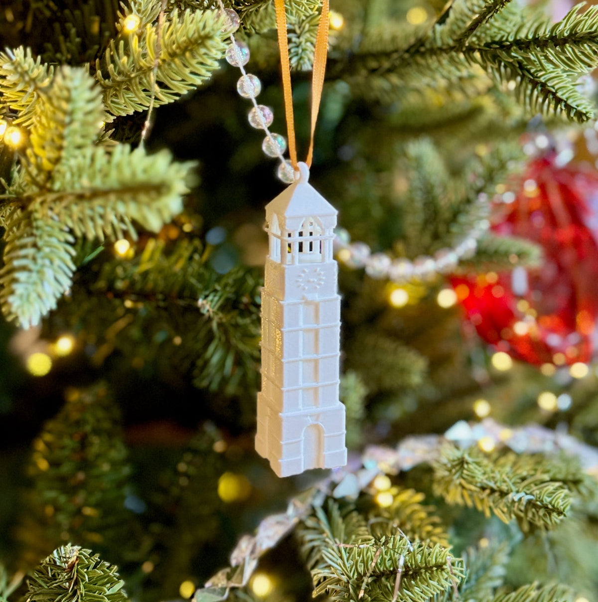 The Boilermakers ornament shown on a Christmas tree.