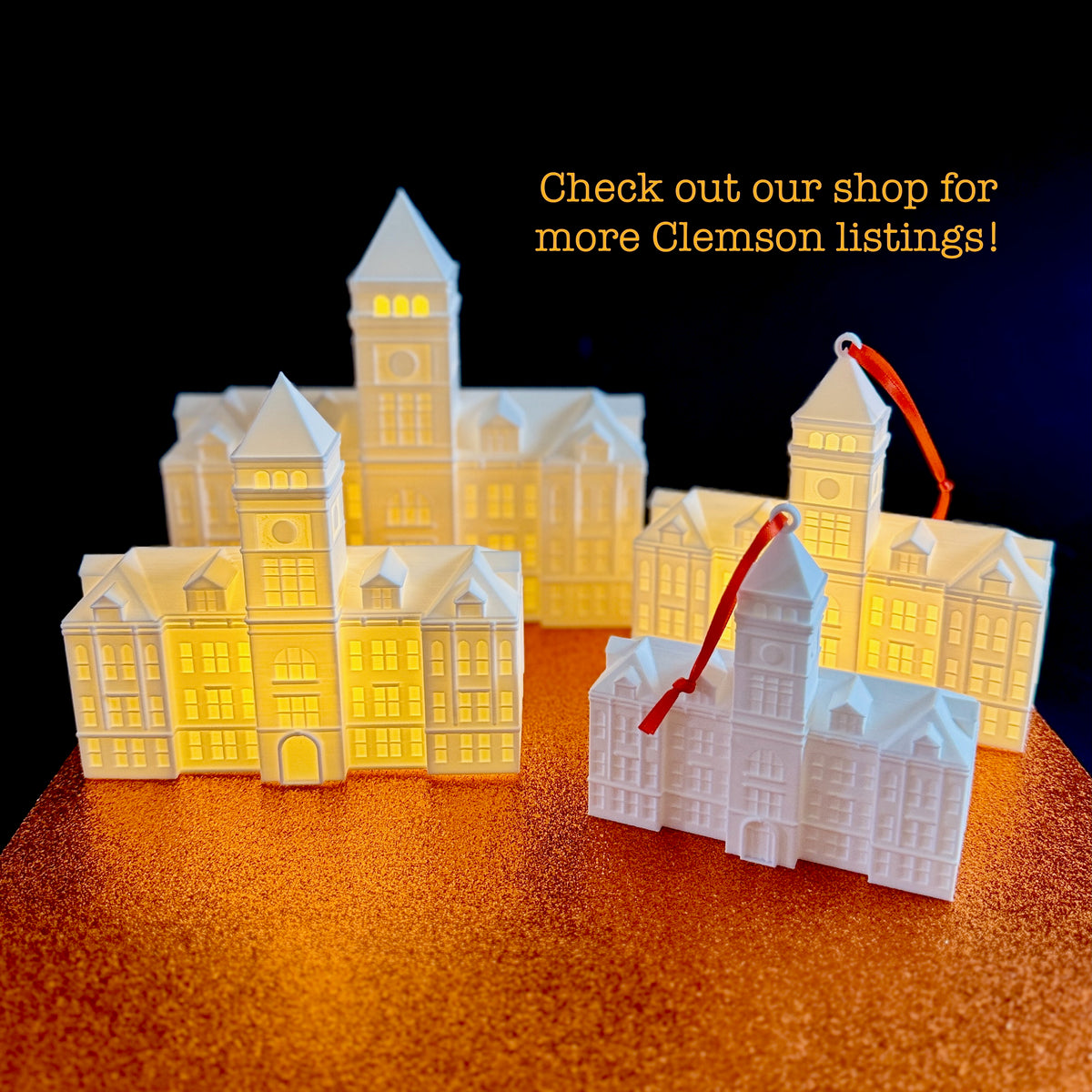 Our collection of Clemson Tillman Hall gifts, shown grouped together.