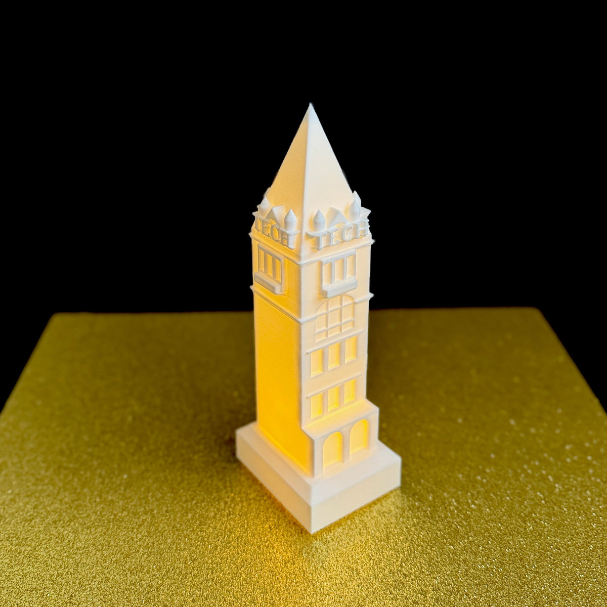 Side view of the Georgia Tech keepsake light of the Tech Tower.