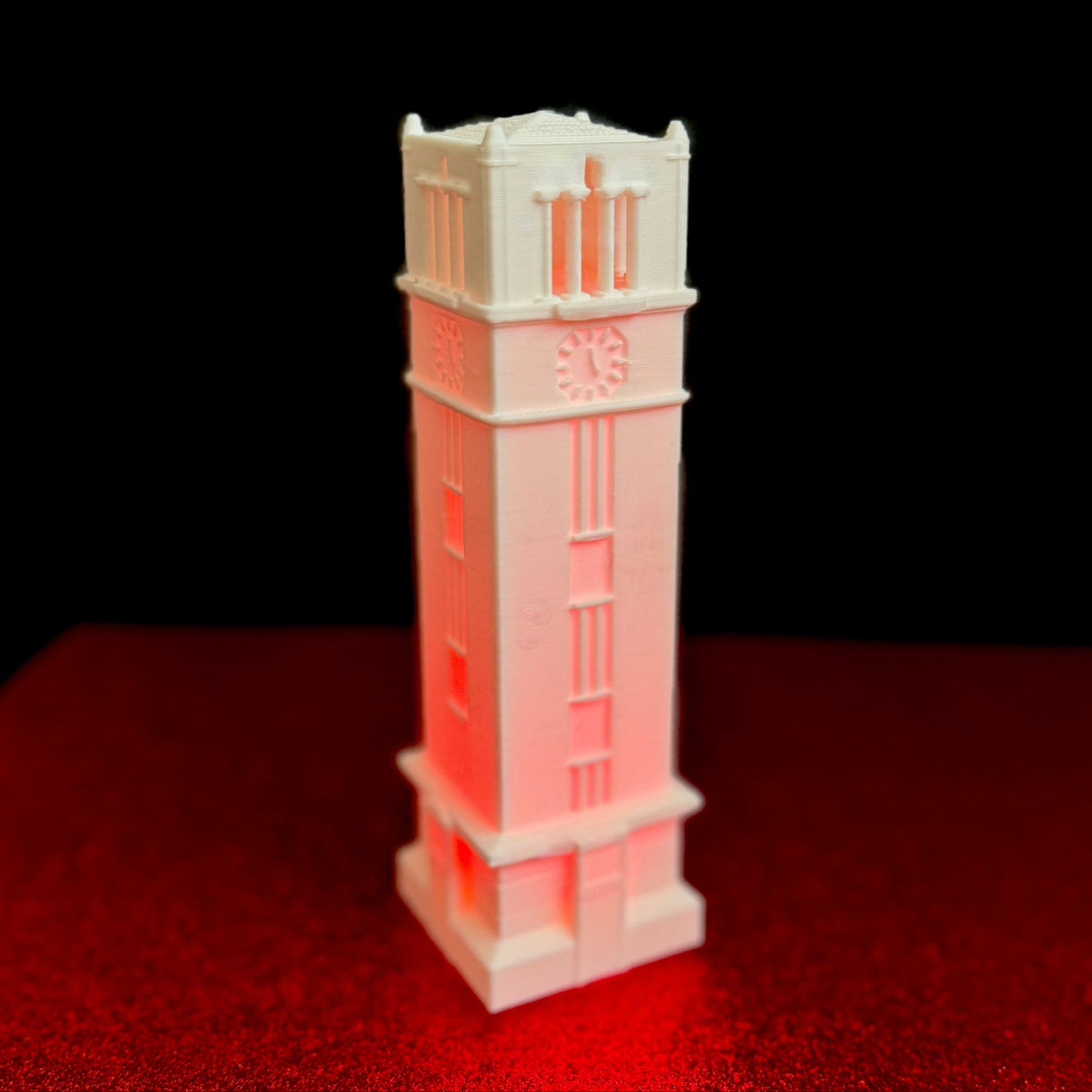 The NC State light, designed as a replica of the NC State bell tower.