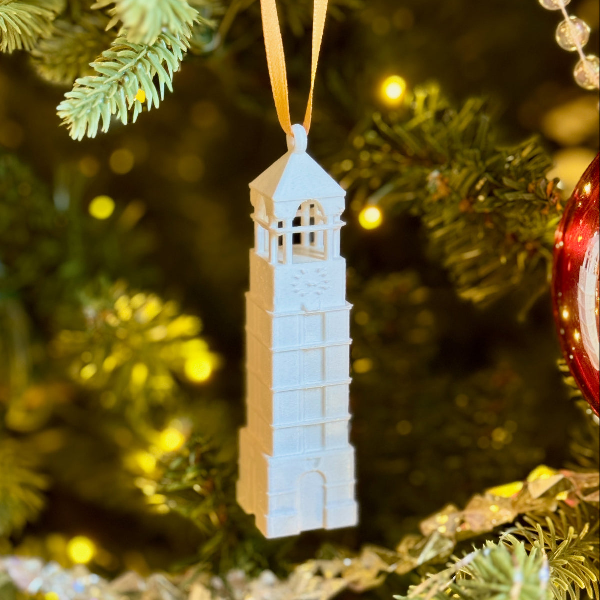 The Purdue alumni ornament, designed as the Bell Tower.