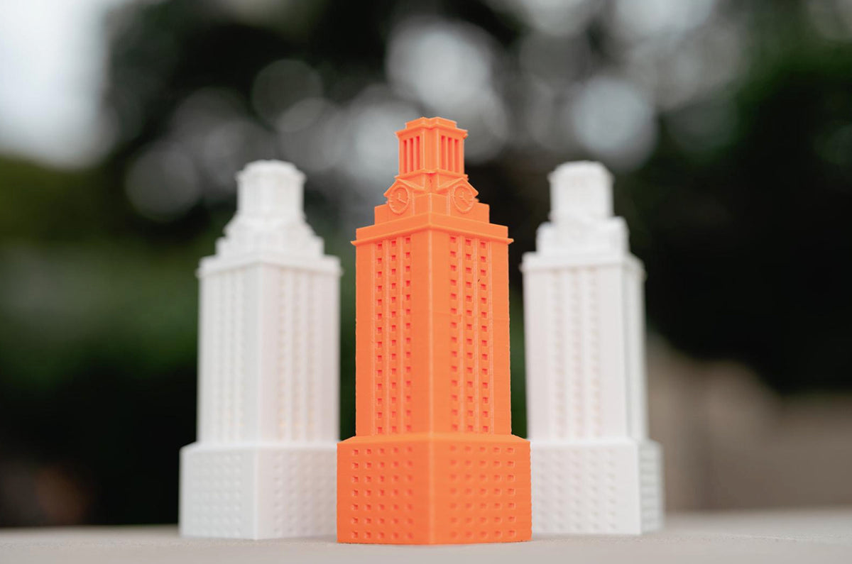 Collectible UT Tower statue with realistic architectural details and LED lighting.