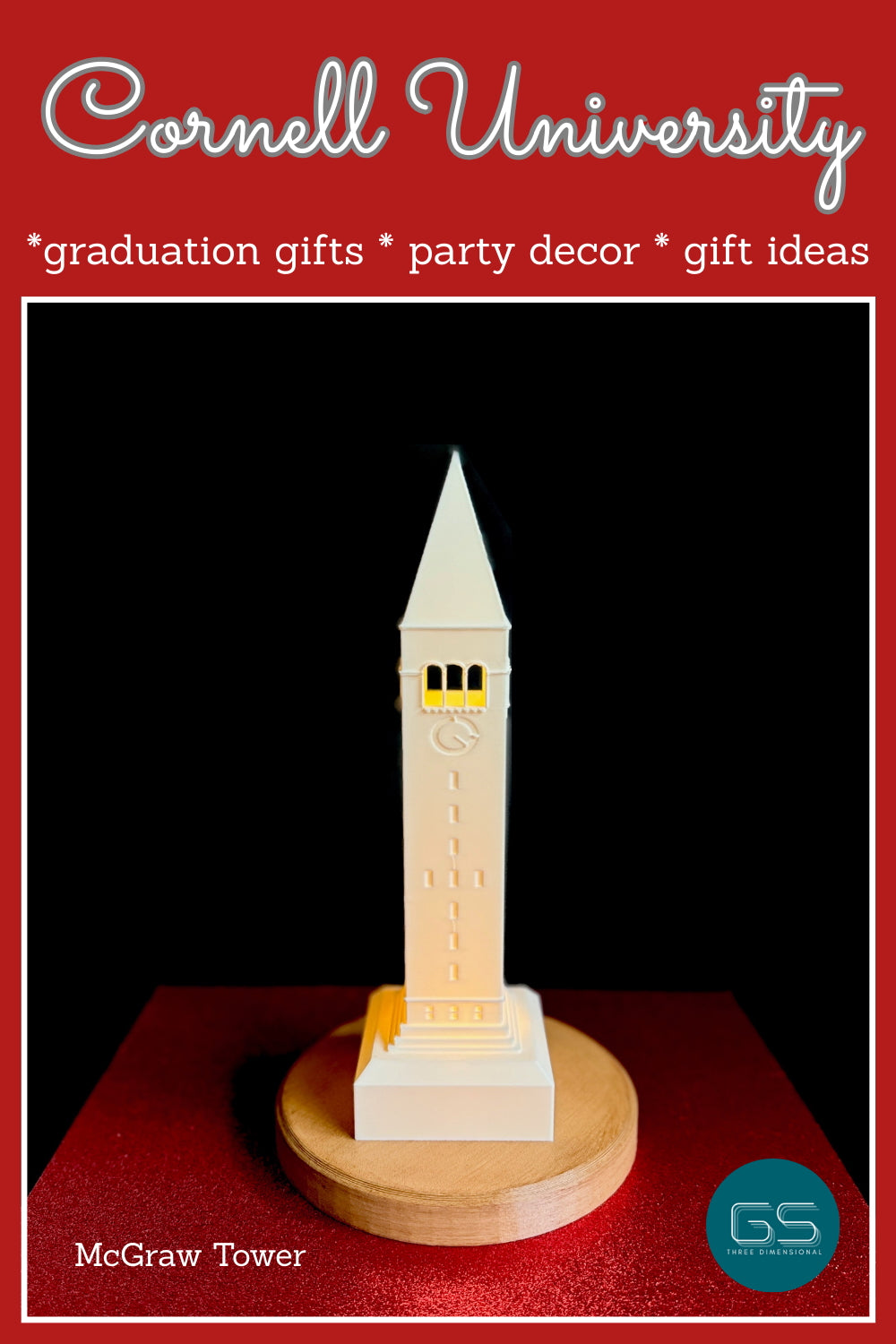 Cornell University McGraw Tower light designed as the Bell Tower building and could be used as a dorm decoration, graduation gift, or a gift for a fan.
