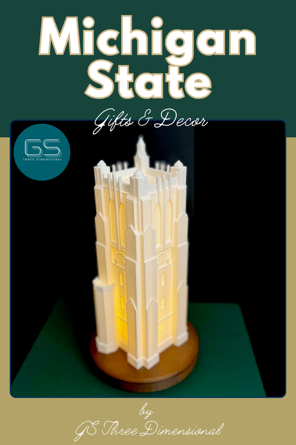 Decorative lamp designed as the Beaumont Tower for Michigan State University.