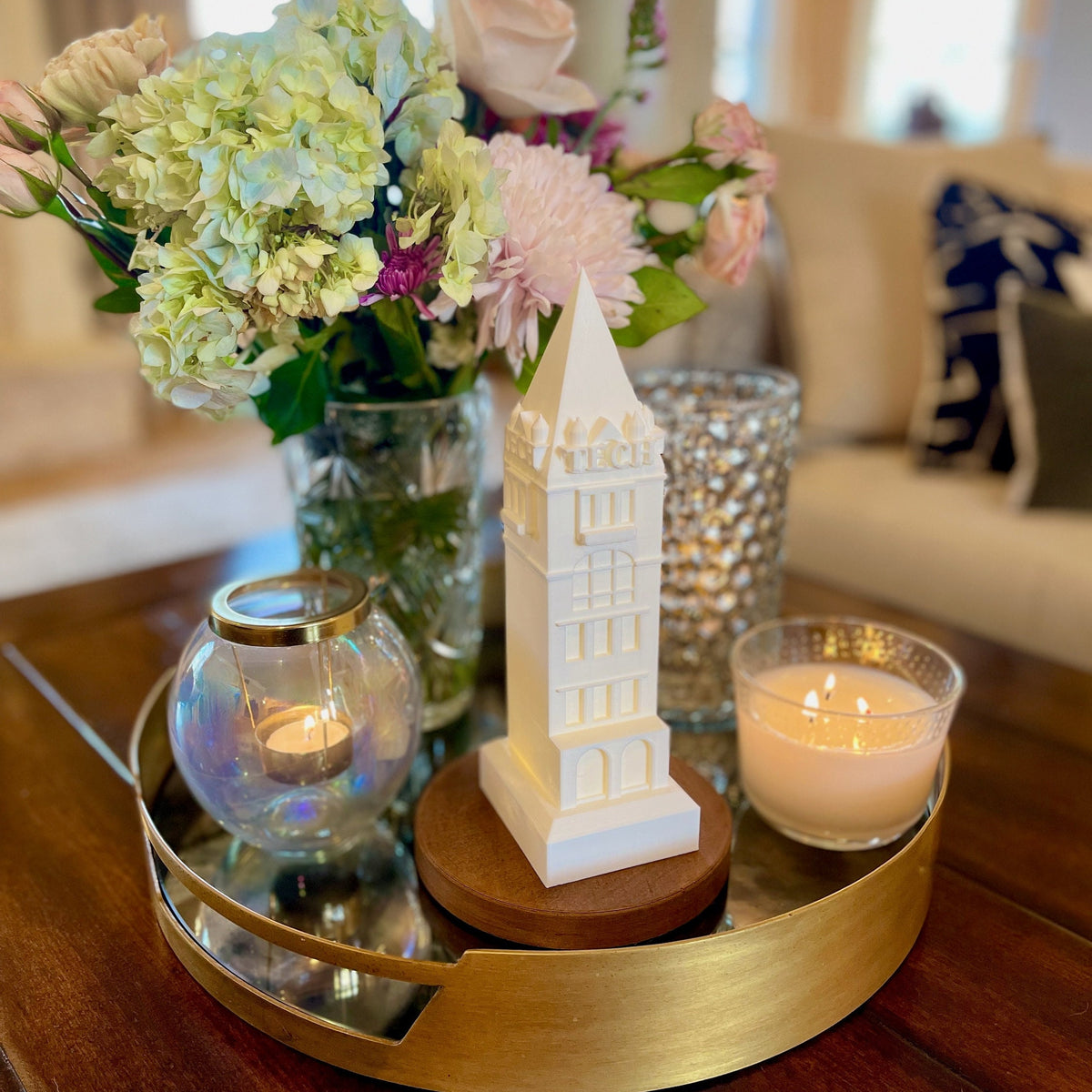 The Georgia Tech light, shown on a living room tray.