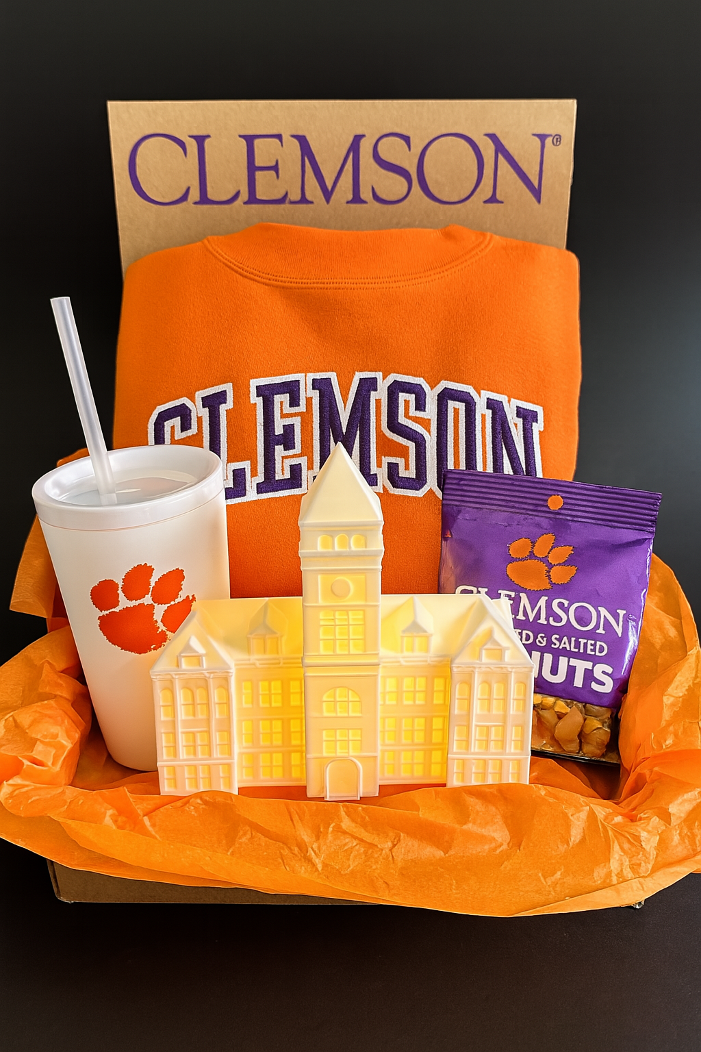 Gift basket for Clemson students and alumni.