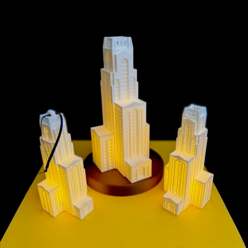 The University of Pittsburgh Cathedral of Learning figurines, ideal as graduation gifts, alumni gifts, home decor, etc.