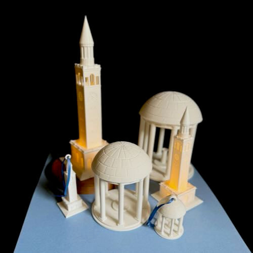 Find the perfect UNC gift with replicas of the Bell Tower and Old Well – ideal for graduation, alumni keepsakes, or lifelong Tar Heel fans.