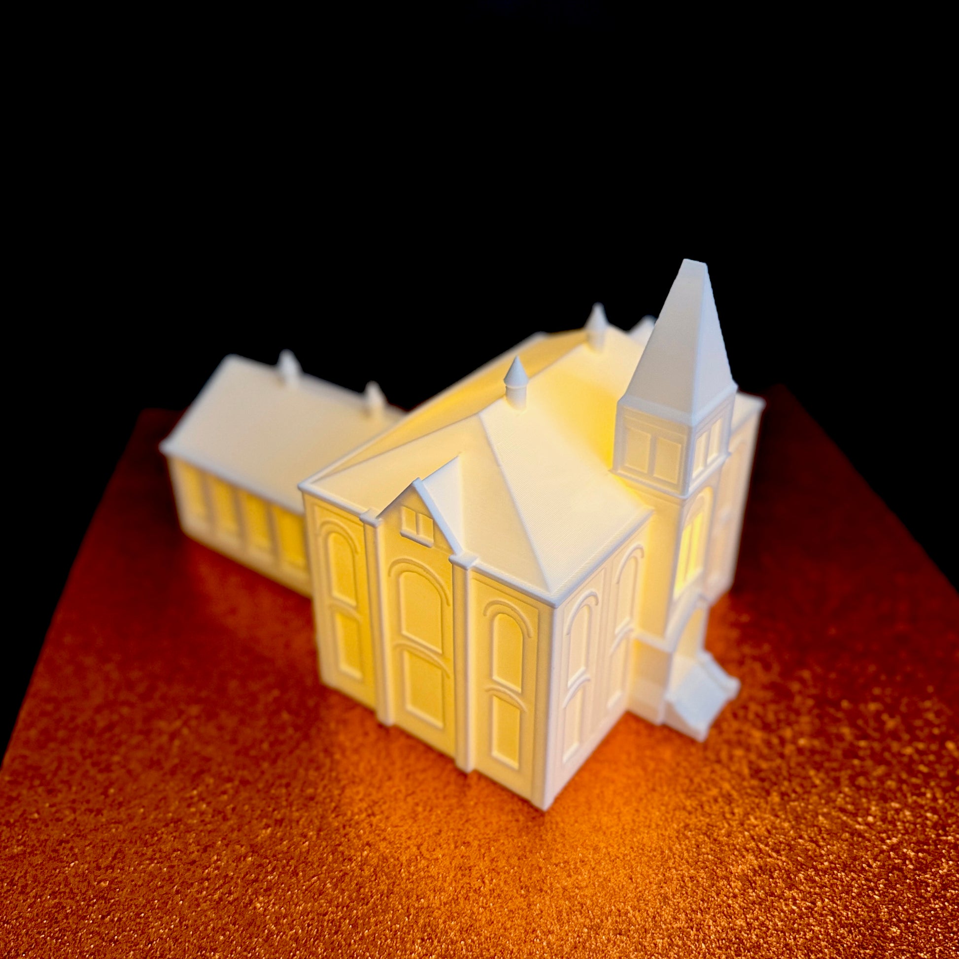 Lighted Auburn Hargis Hall figurine styled as home office desk decor