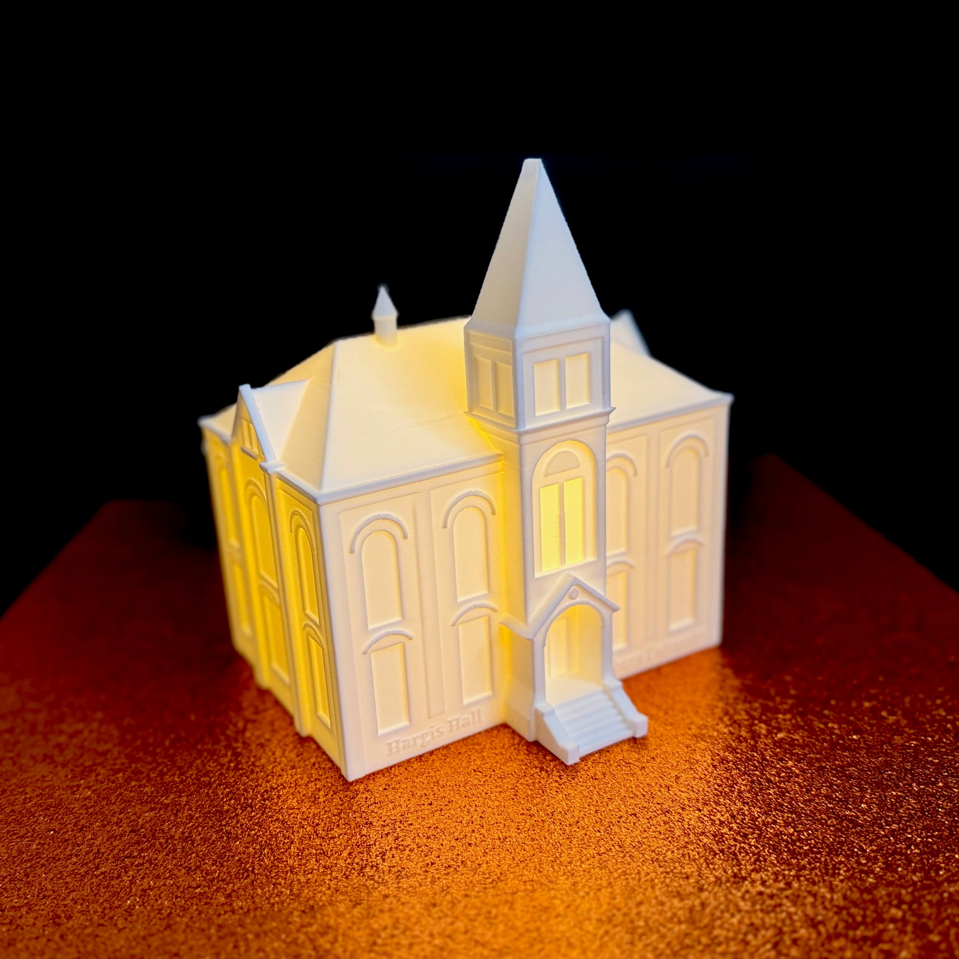 Large Hargis Hall figurine showing engraved Auburn University lettering