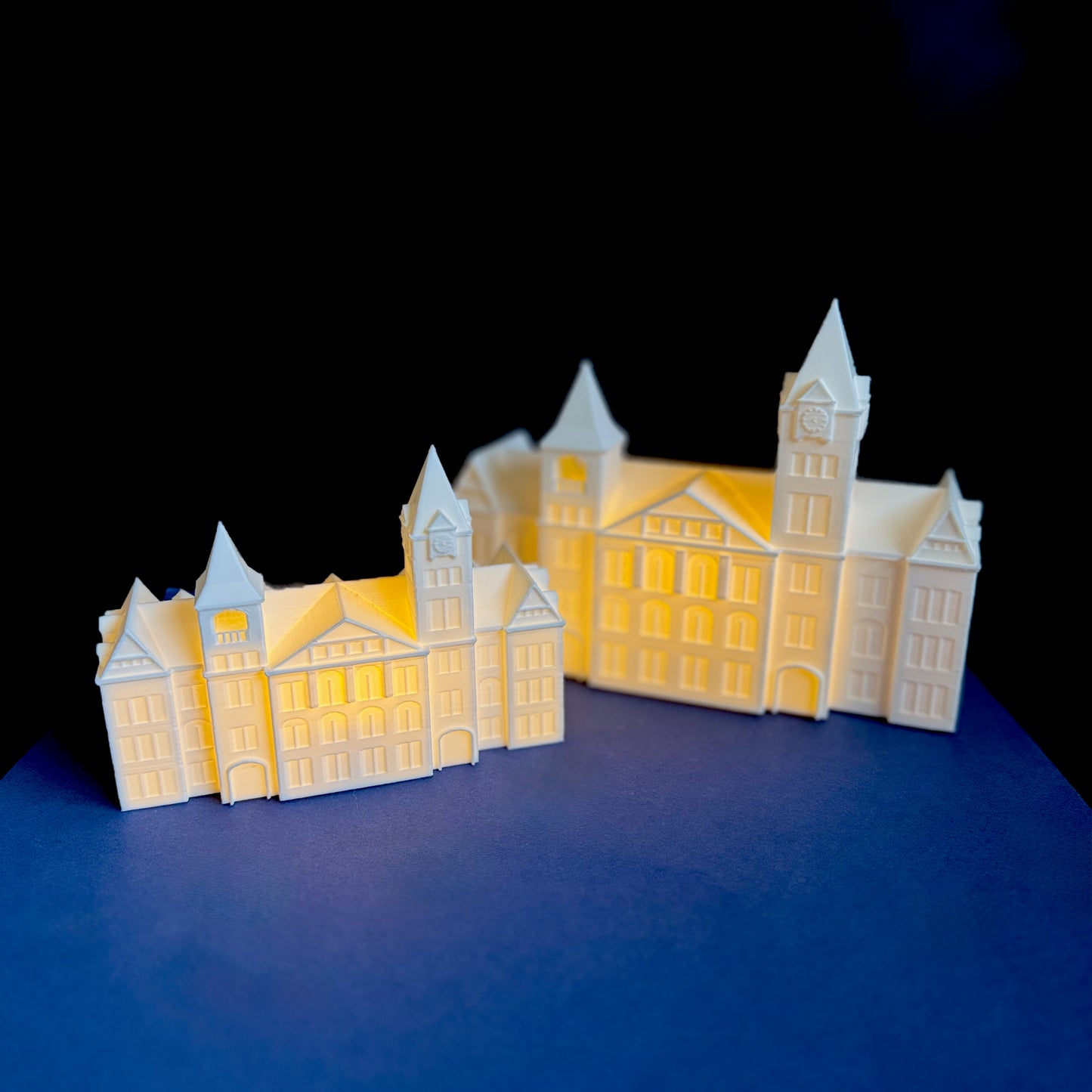Mini Samford Hall building with LED lights – perfect for Auburn dorm display