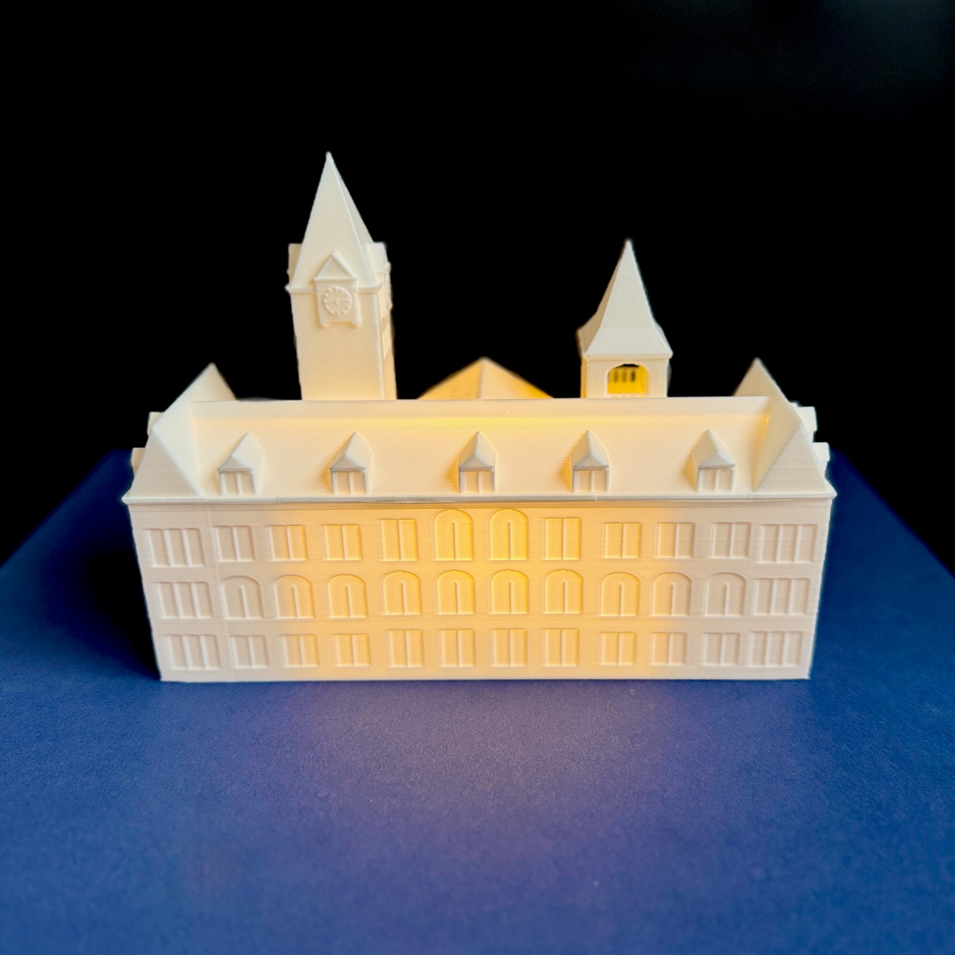 3D printed Auburn tower model for student dorm or study shelf