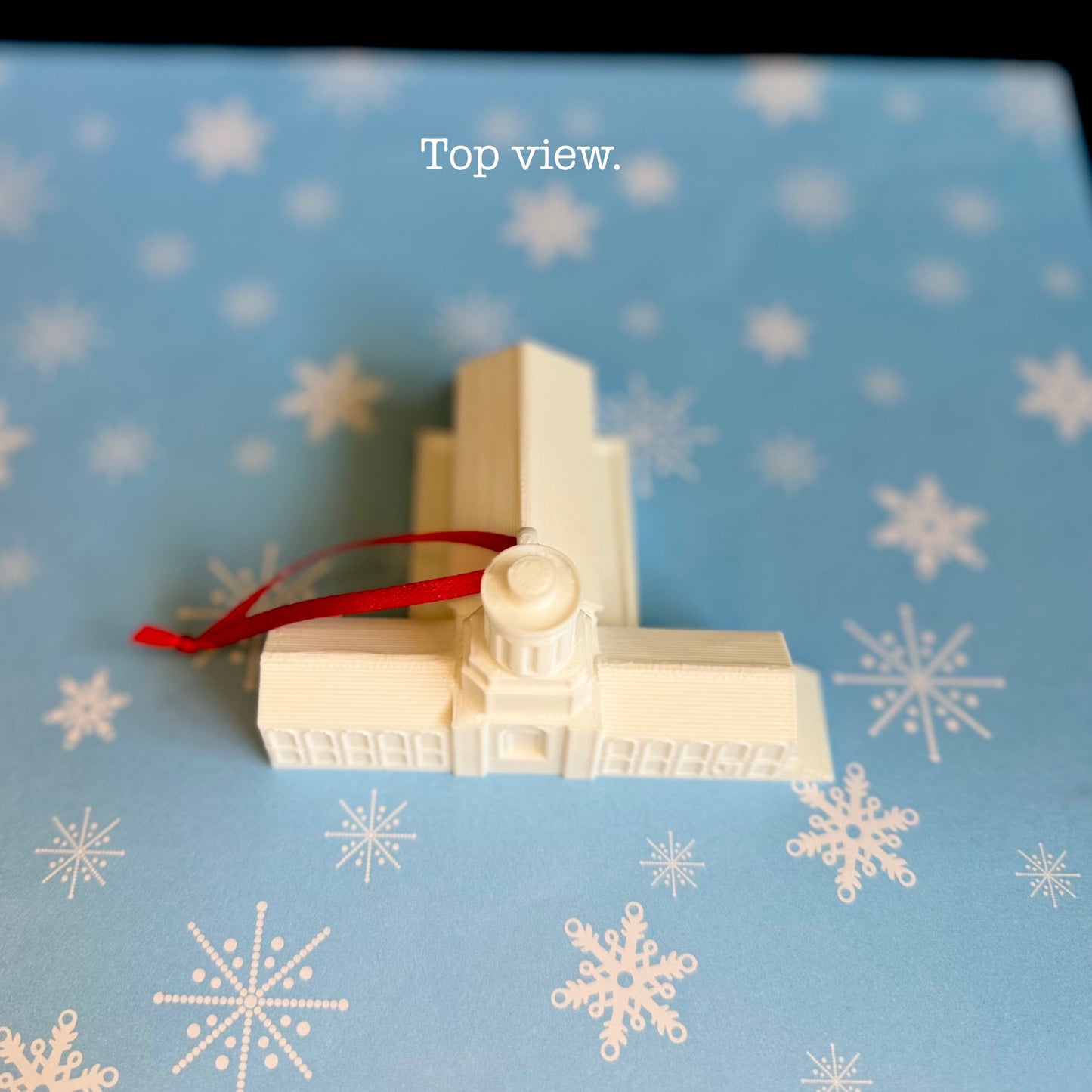 Top view of the Carnegie Mellon Ornament.