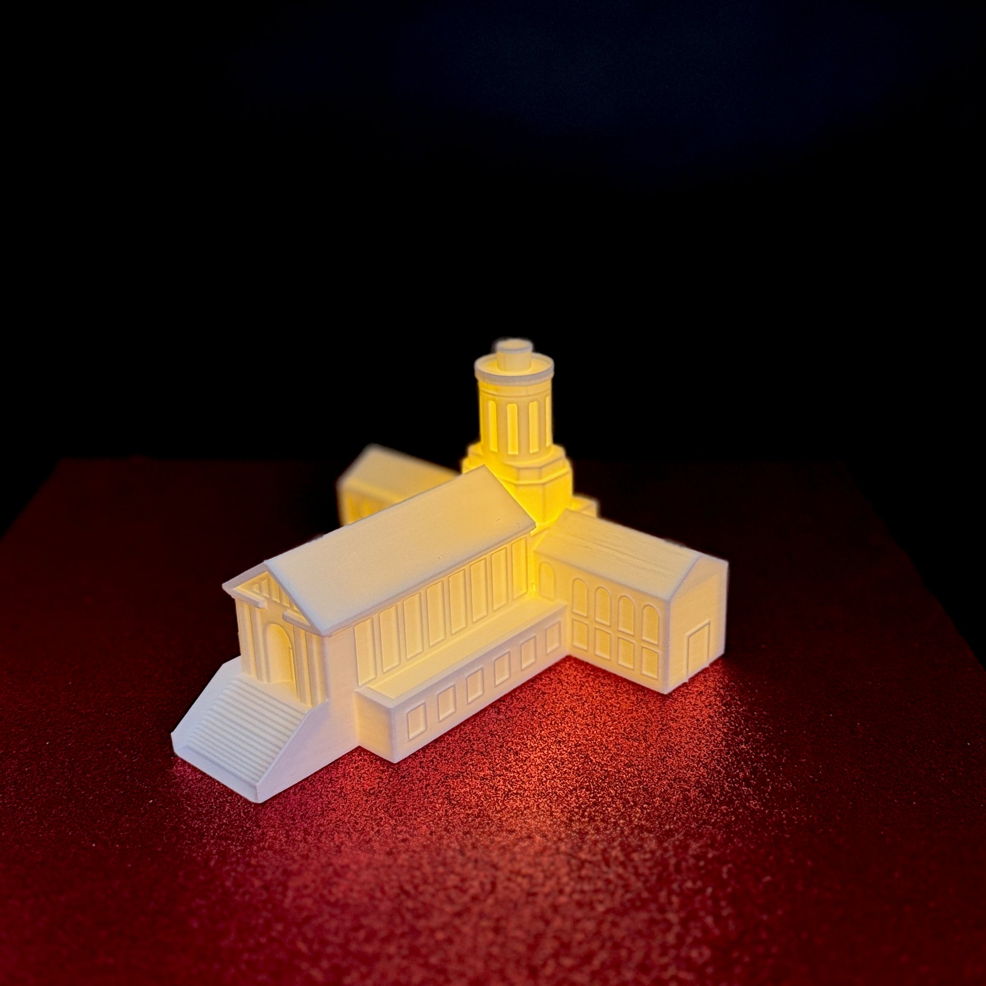 The Carnegie Mellon graduation keepsake, an LED light designed as Hamerschlag Hall.