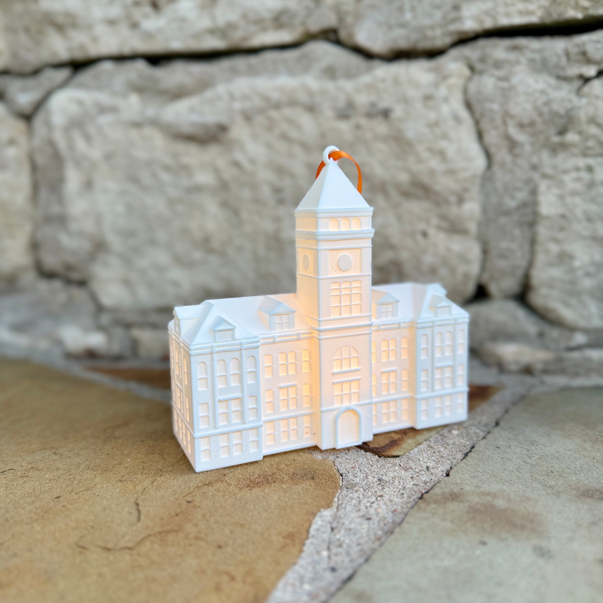 Clemson Christmas Decor, an ornament designed as the Tillman Hall building.