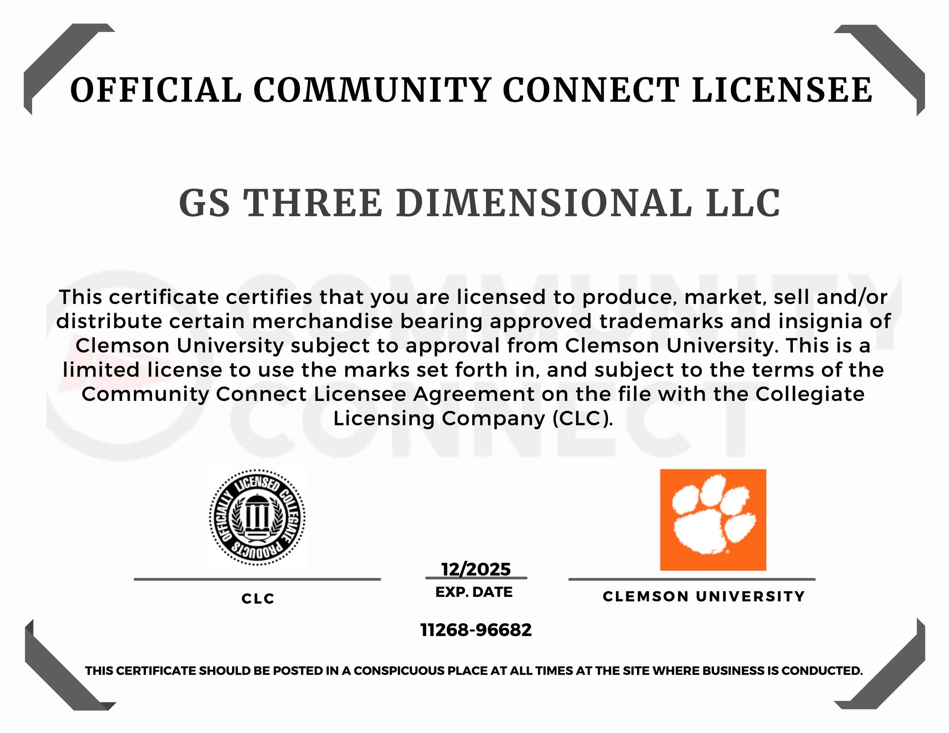 The Clemson University offical license.