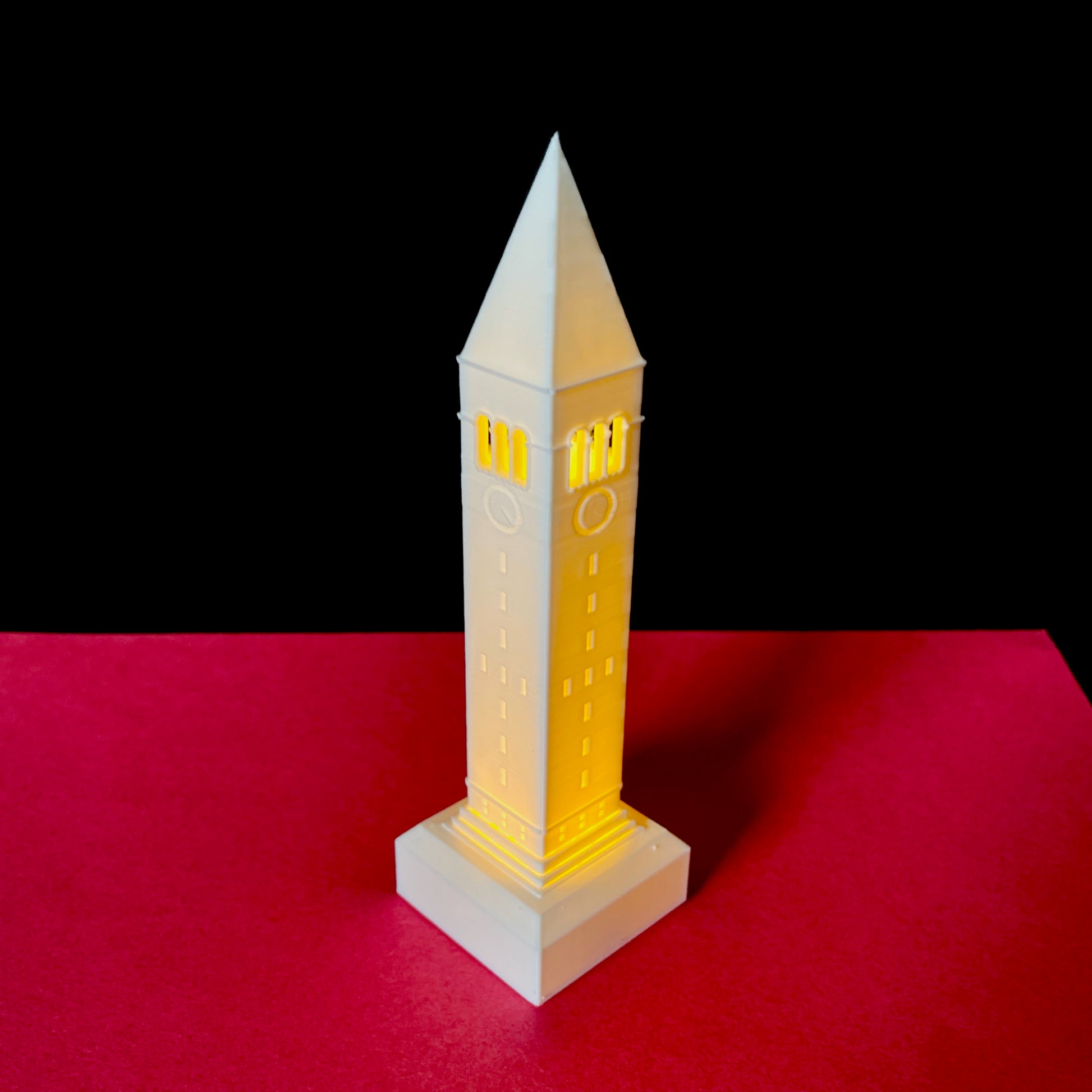 The Cornell keepsake figurine designed as the McGraw Tower and shown in detail.