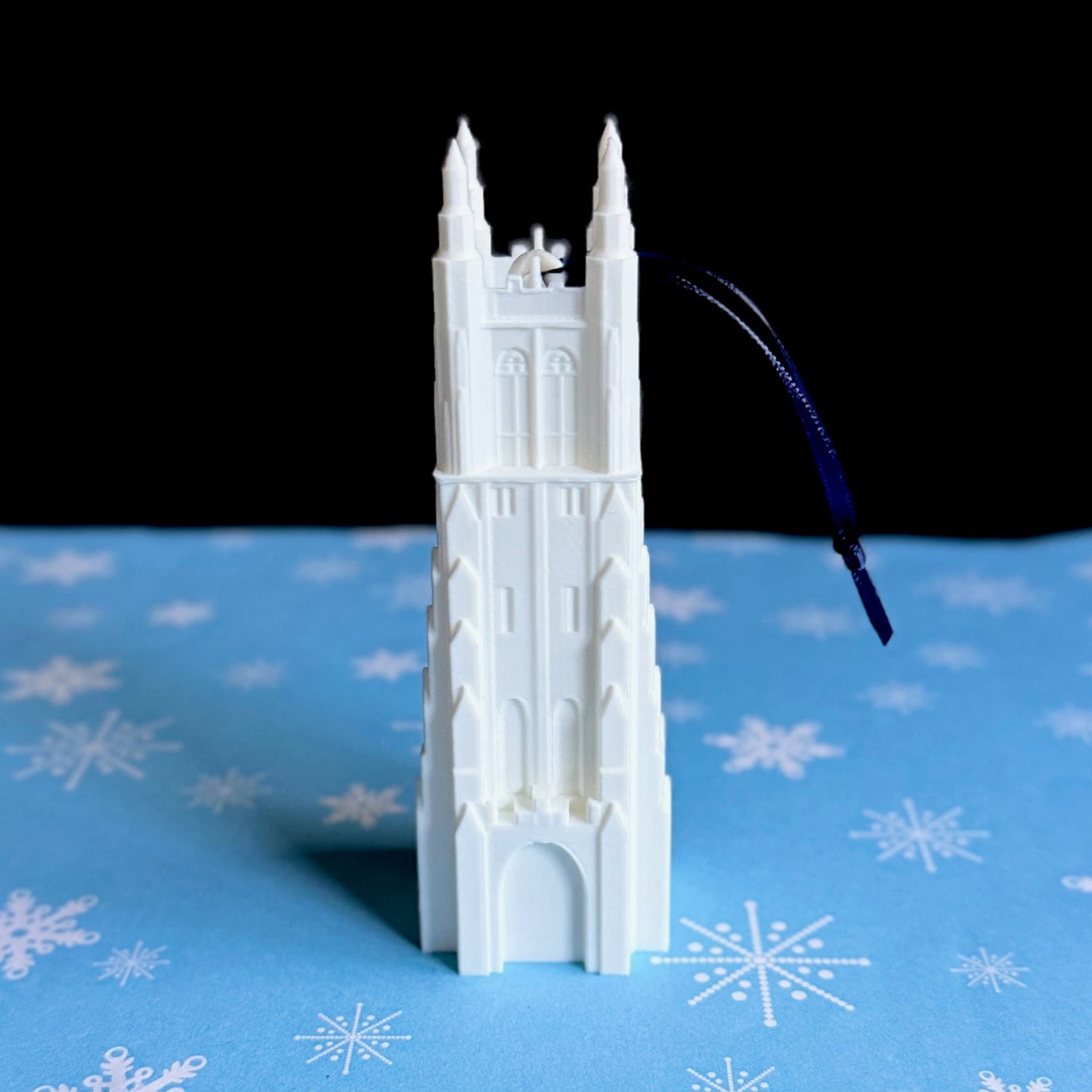 A Duke Christmas ornament, used as holiday decor for a Blue Devils alumni.