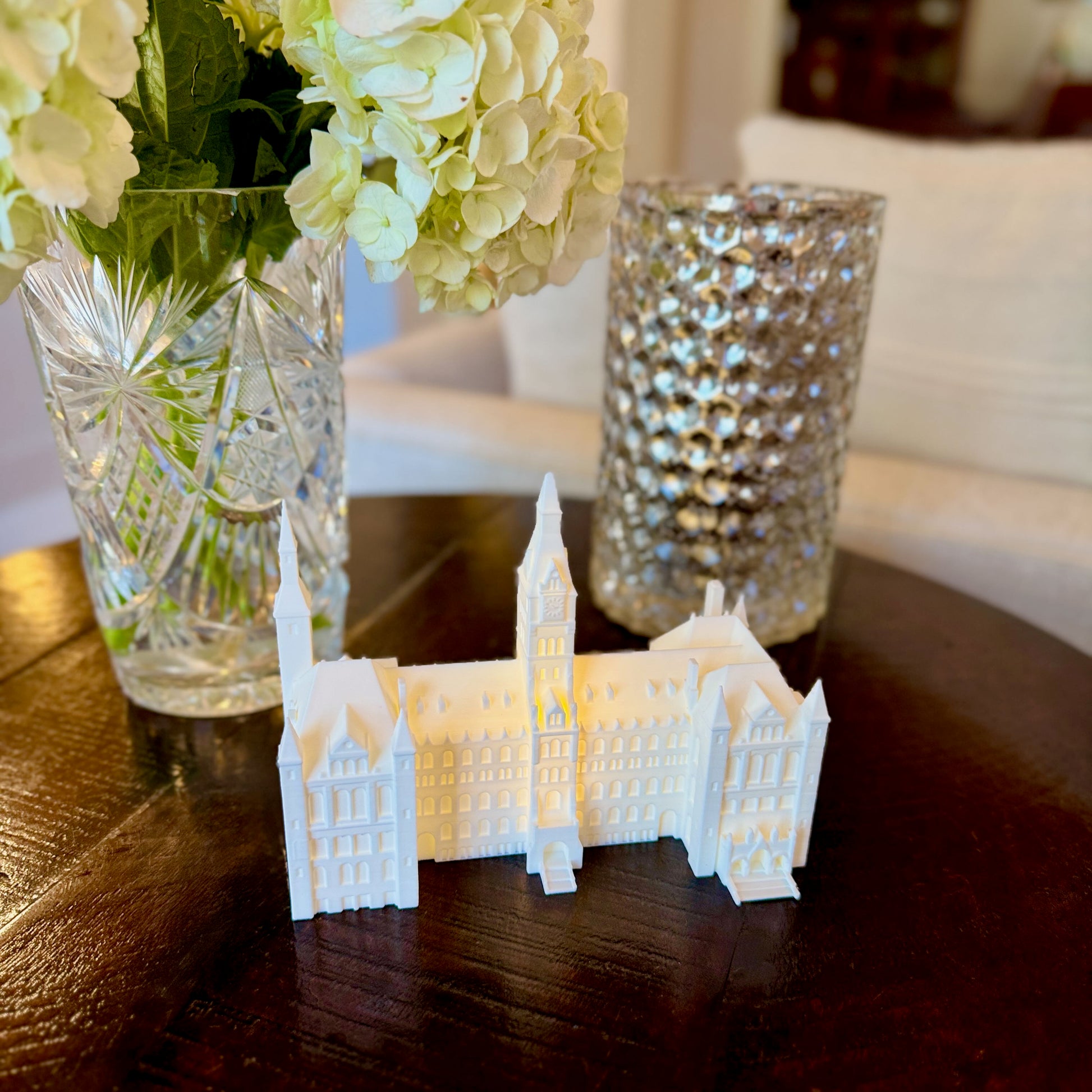 The lighted Healy Hall figurine for Georgetown University alumni, used as a graduation gift.