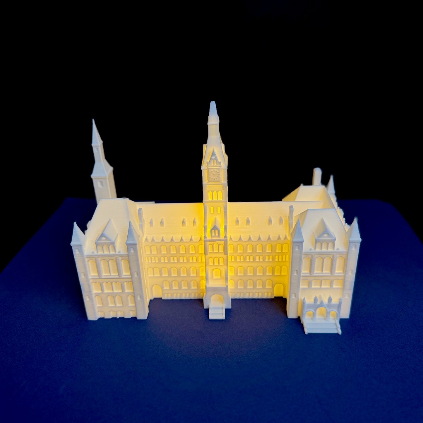 Front view of the Georgetown University LED lighted figurine, ideal as dorm decor, a graduation gift, or an alumni gift.
