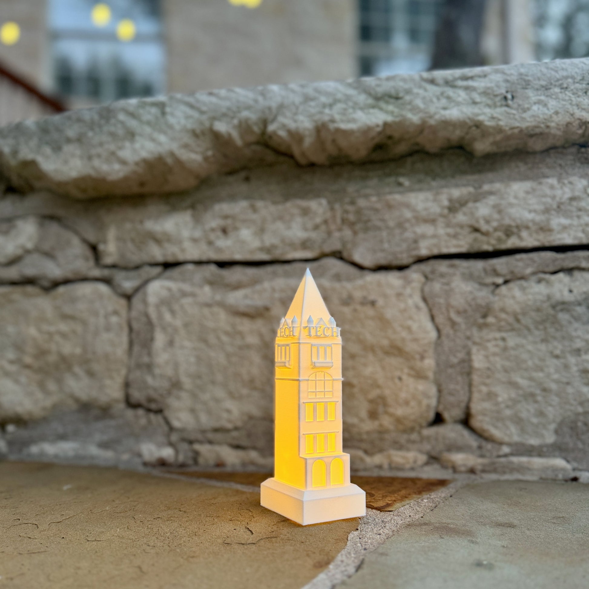 Georgia Tech Keepsake Figurine featuring the Tech Tower with an LED light.
