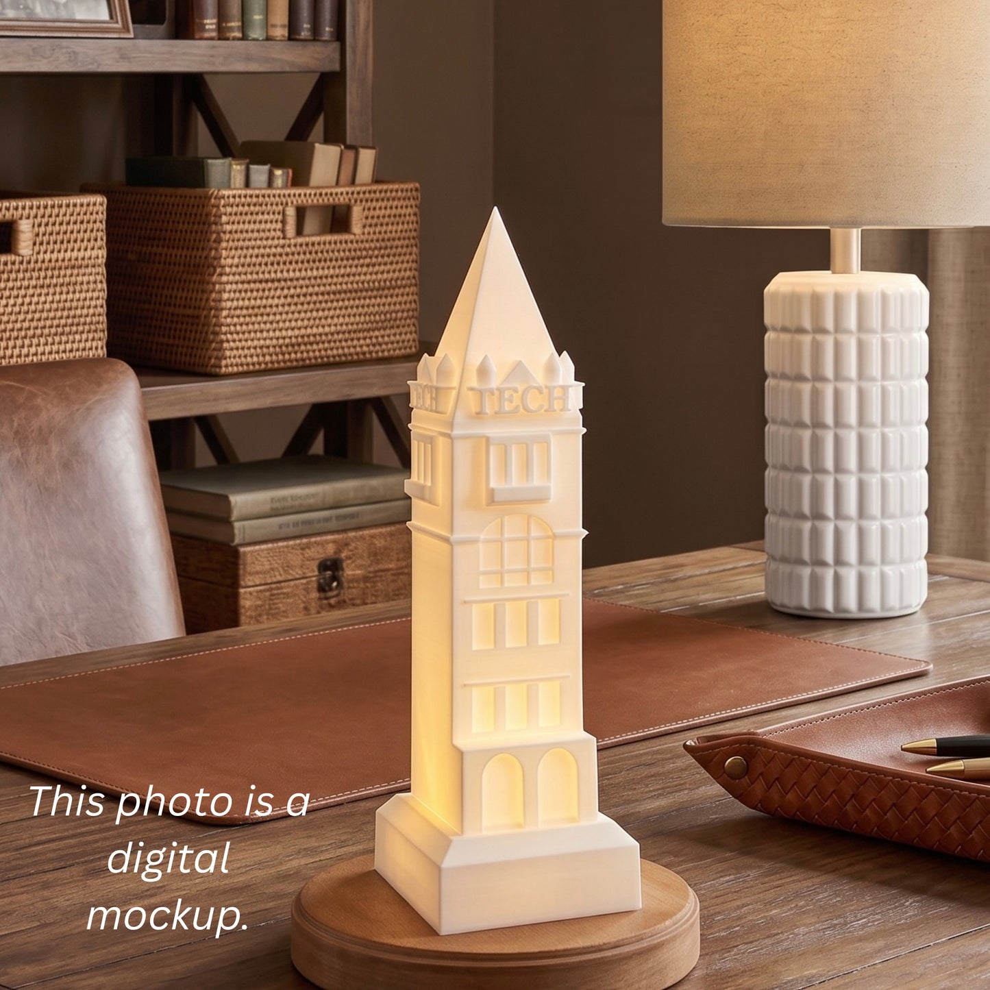 The Georgia Tech Tower light, shown in use as office decor for a GT alumni.