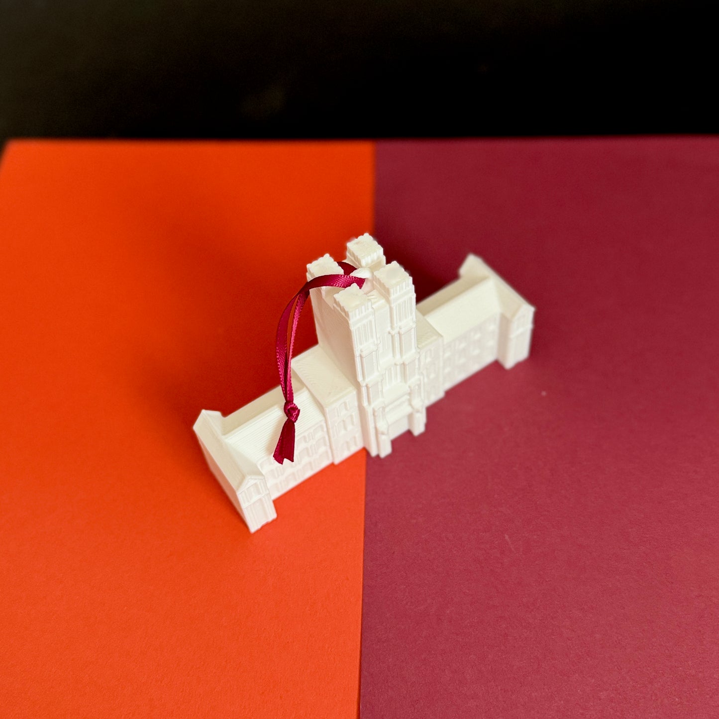 The Virginia Tech Hokies ornament of the Burruss Hall building.