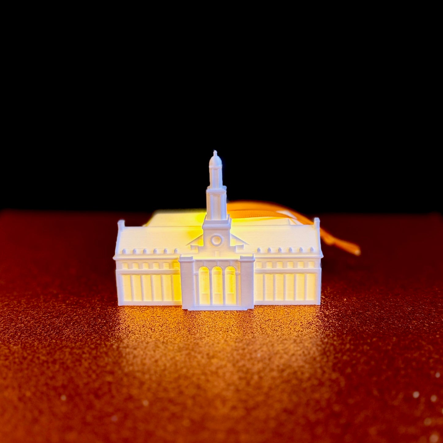 Glowing LED Edmon Low Library Christmas ornament for Oklahoma State Cowboys fans.