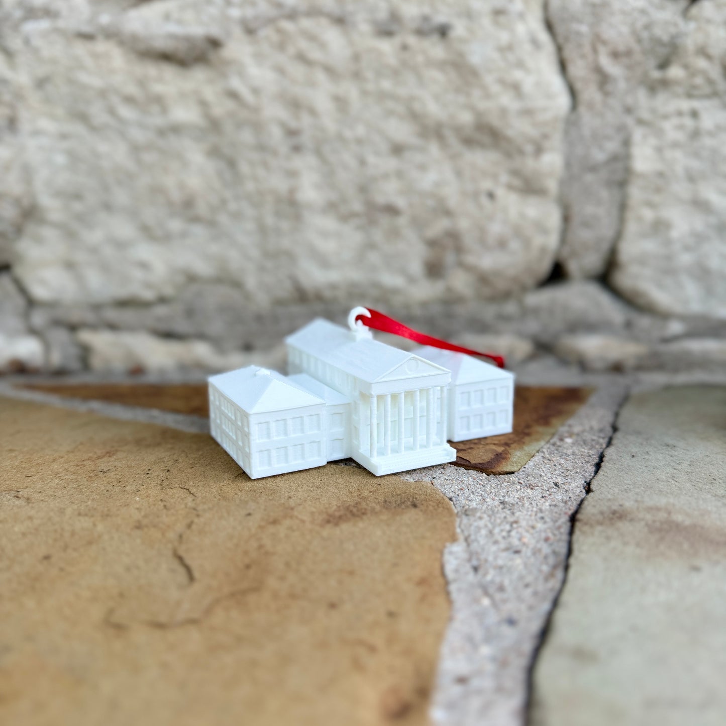 Ole Miss Christmas Ornament featuring the Lyceum building on the Oxford campus.