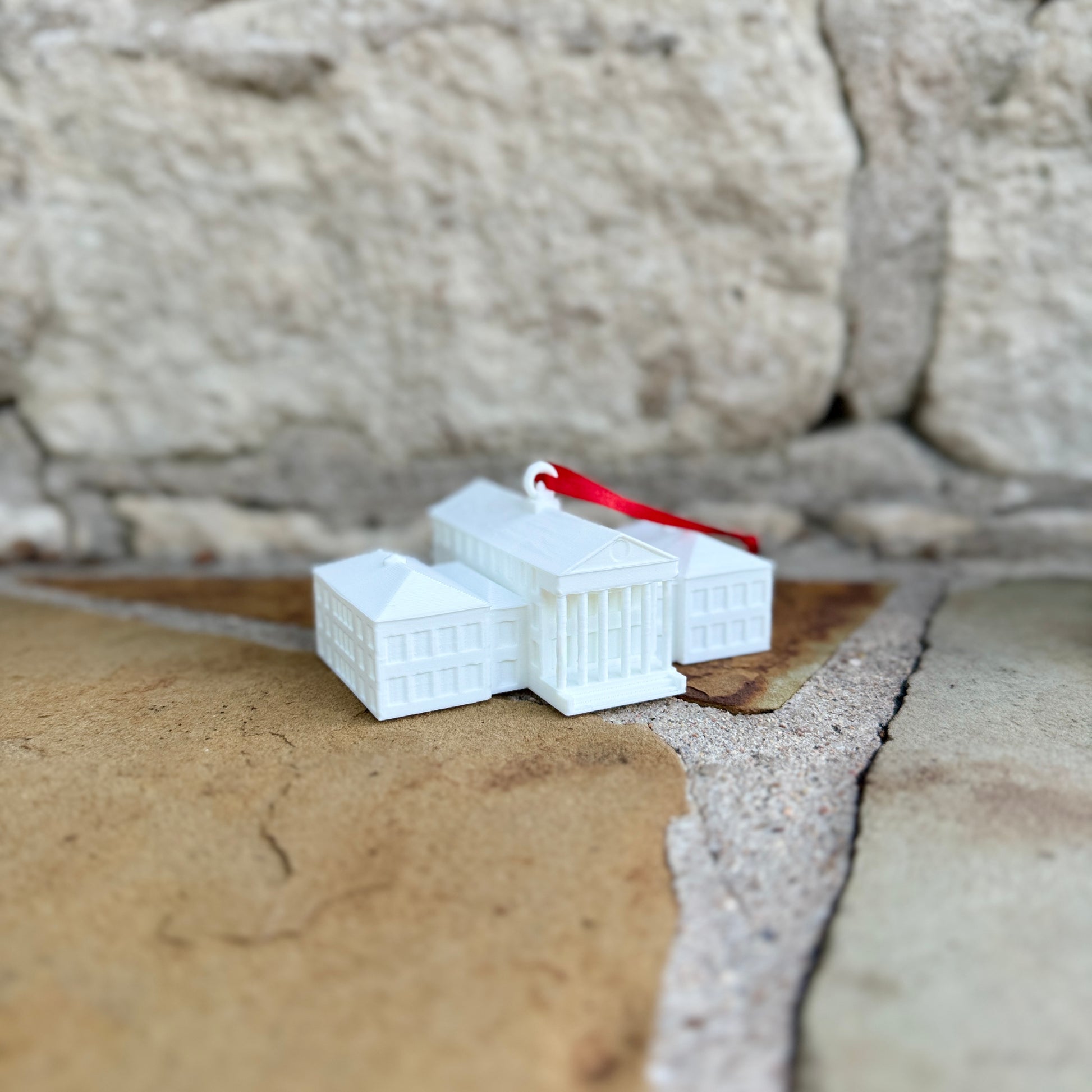 Ole Miss Christmas Ornament featuring the Lyceum building on the Oxford campus.