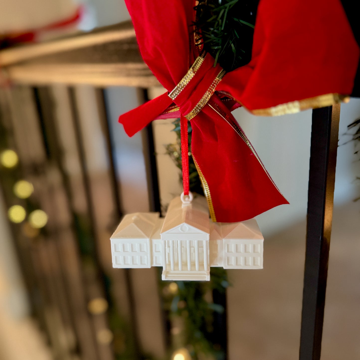 The Ole Miss ornament, used to decorate a garland wreath.