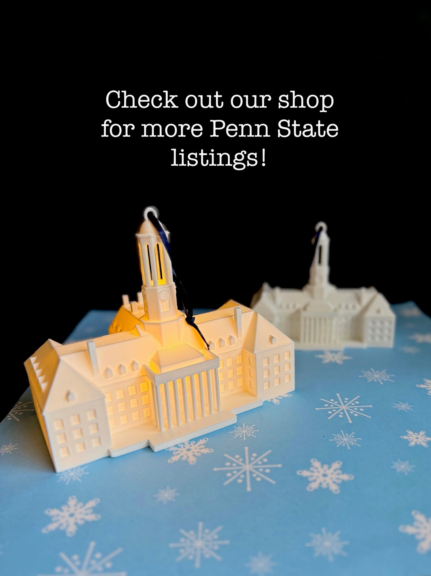 The Penn State ornament collection, shown side by side.