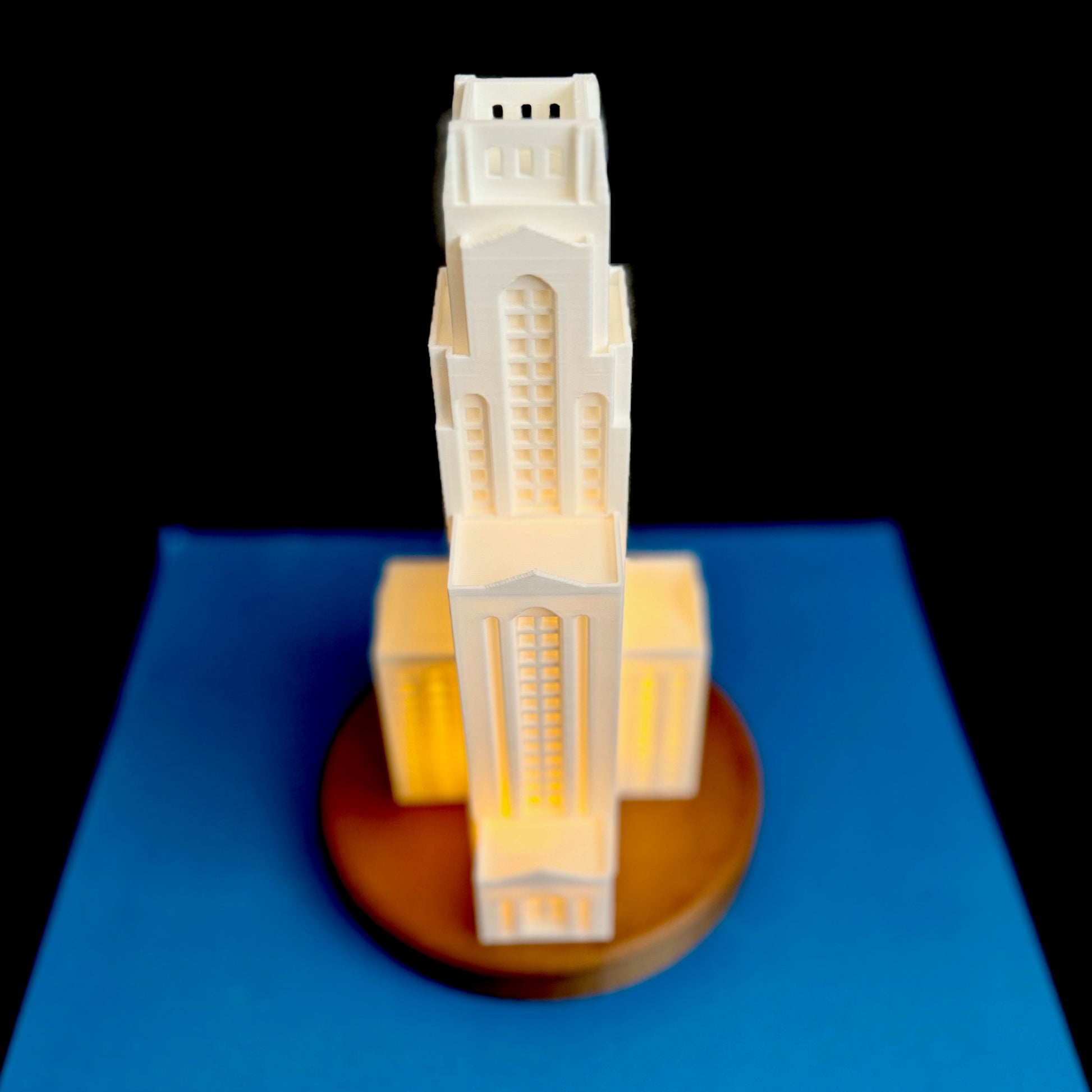 The University of Pittsburgh night light, designed as the Pitt Cathy.