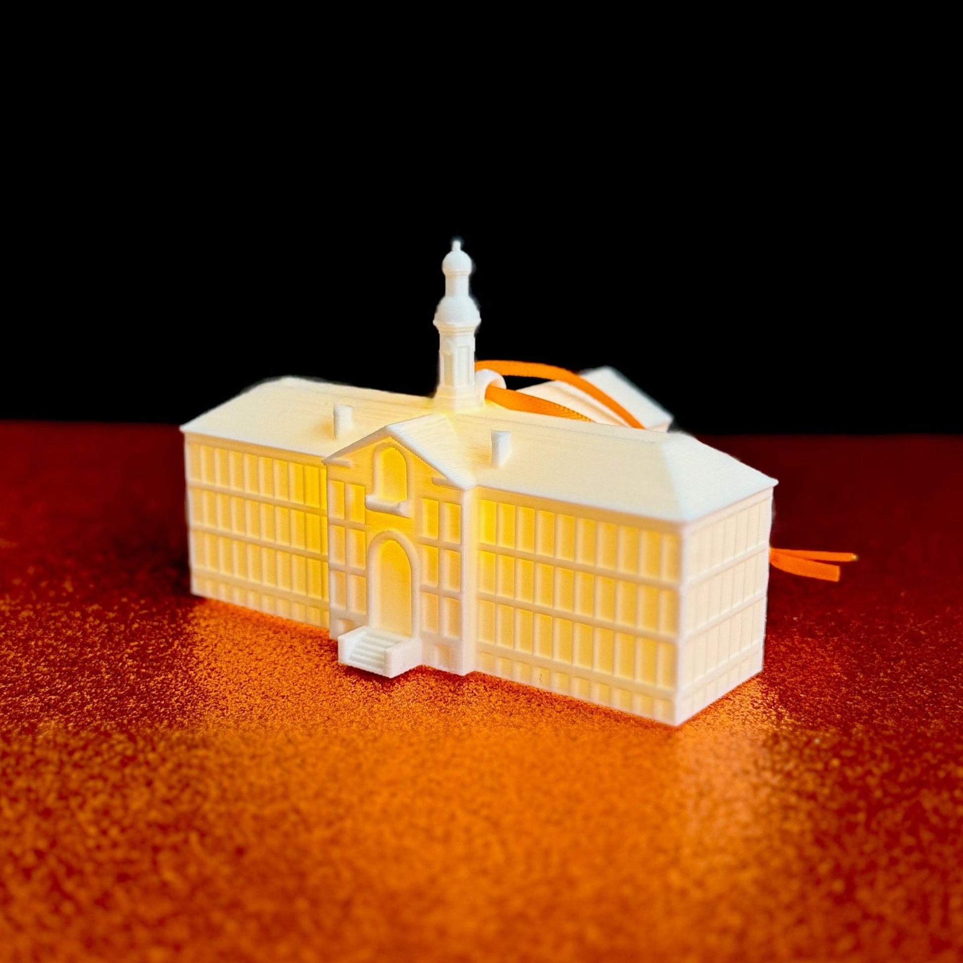 The Princeton University ornament with a light, representing Nassau Hall.