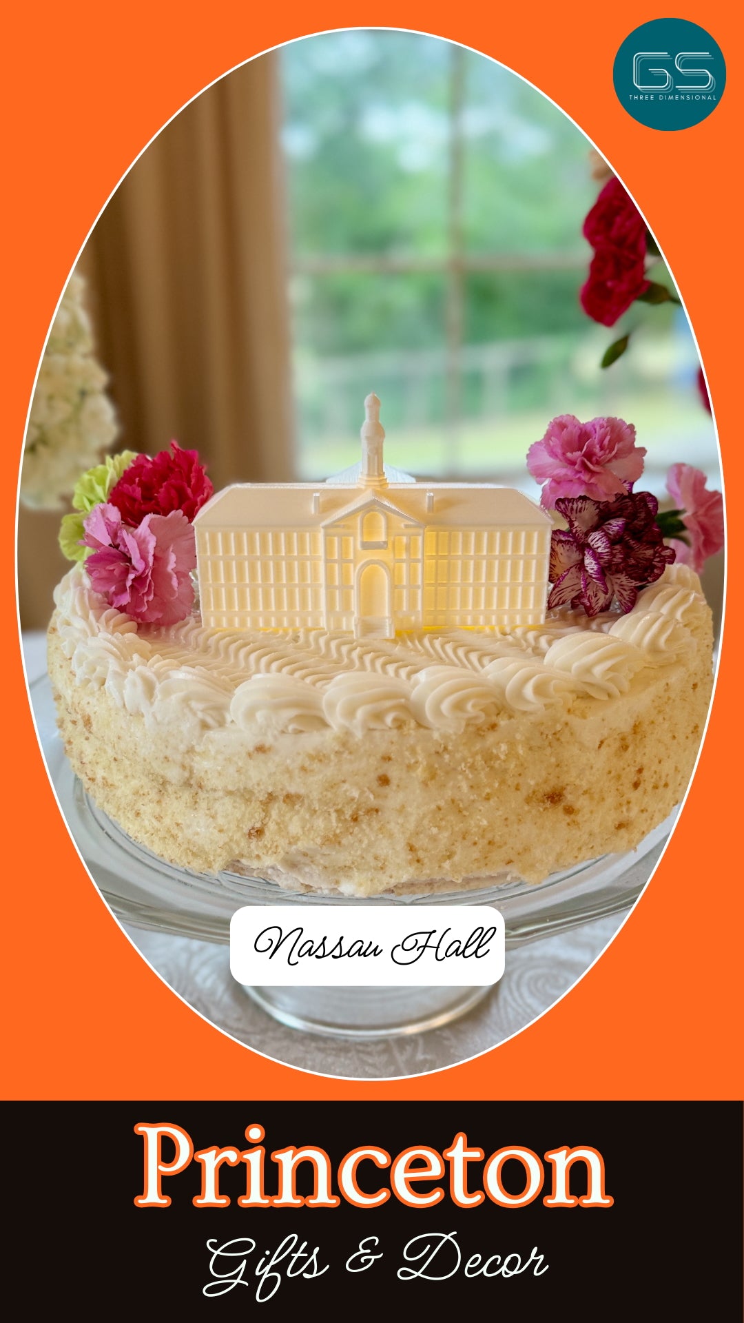 Princeton cake topper designed as the Nassau Hall building