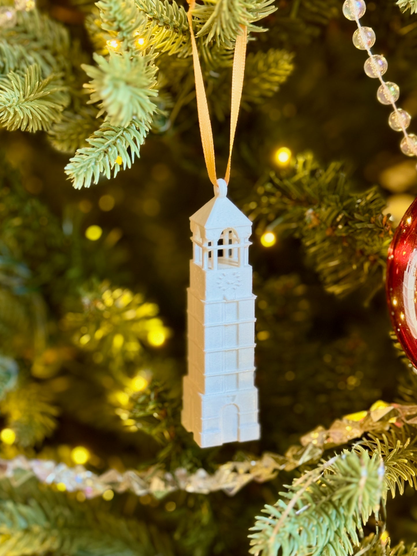 The Purdue alumni ornament, designed as the Bell Tower.