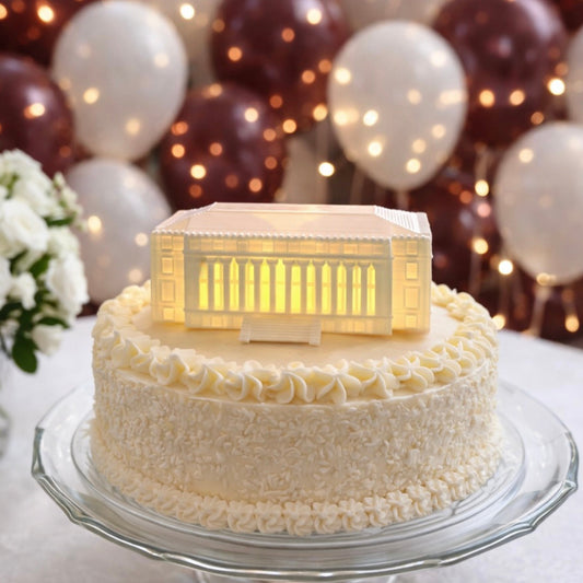 Texas A&M graduation party cake with LED topper, elegant Aggie celebration decor centerpiece