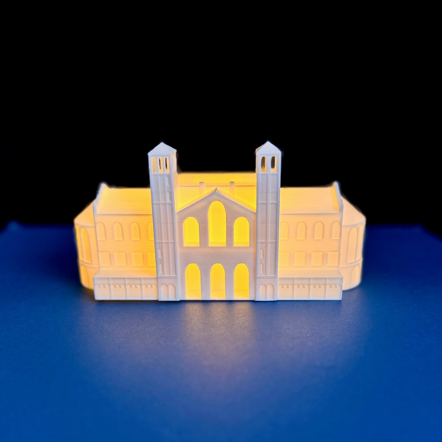 The UCLA lighted figurine representing Royce Hall, used as a graduation or alumni gift.