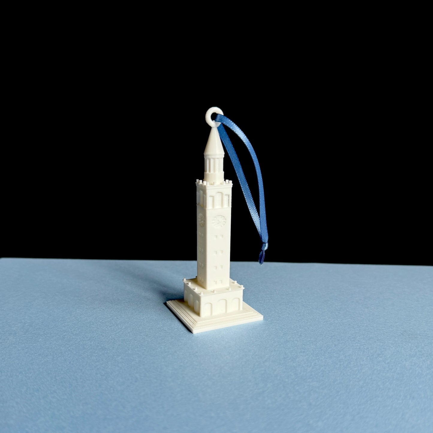 UNC Bell Tower Ornament, designed as a replica of the campus building in Chapel Hill.
