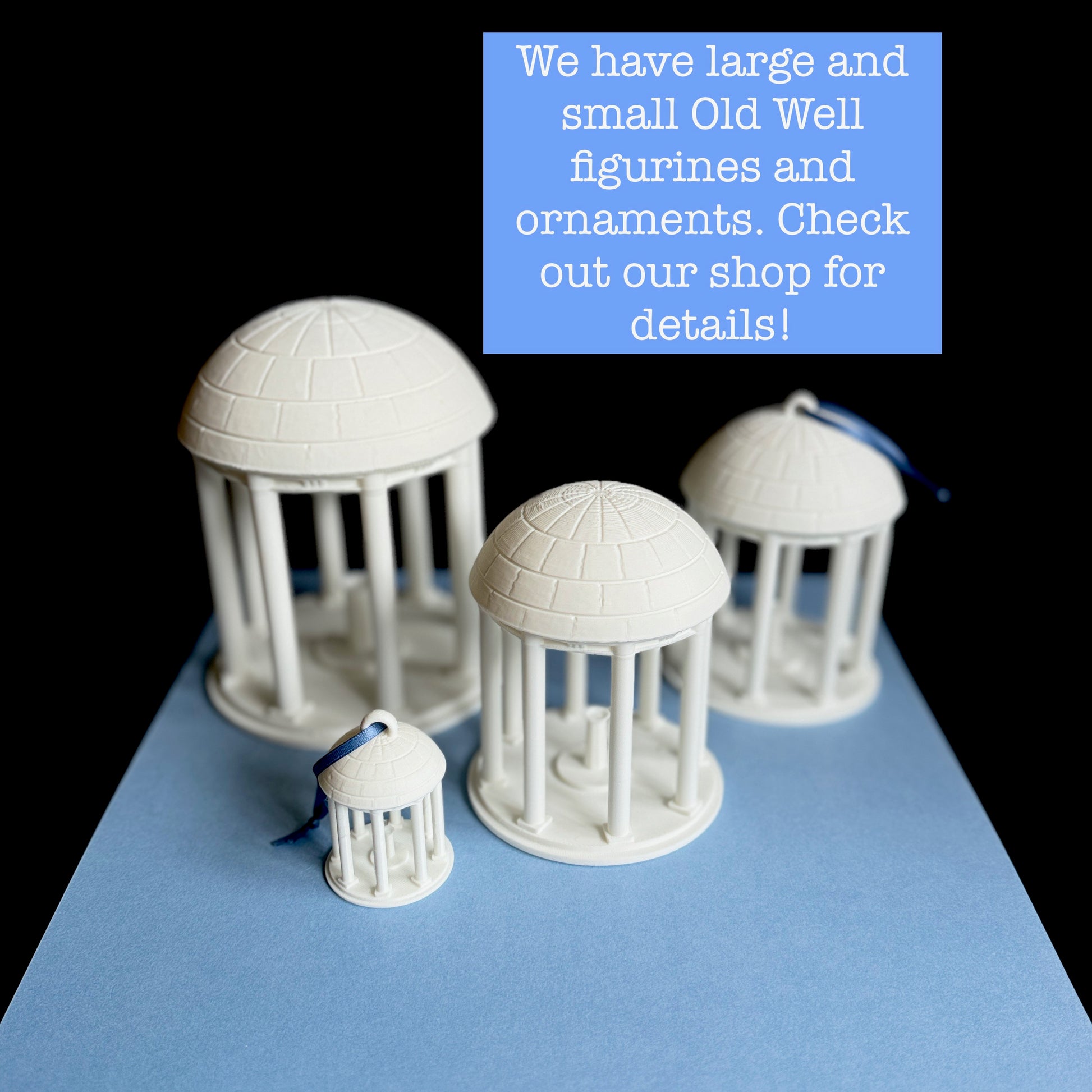 UNC gift ideas: Old Well figurines and ornaments.