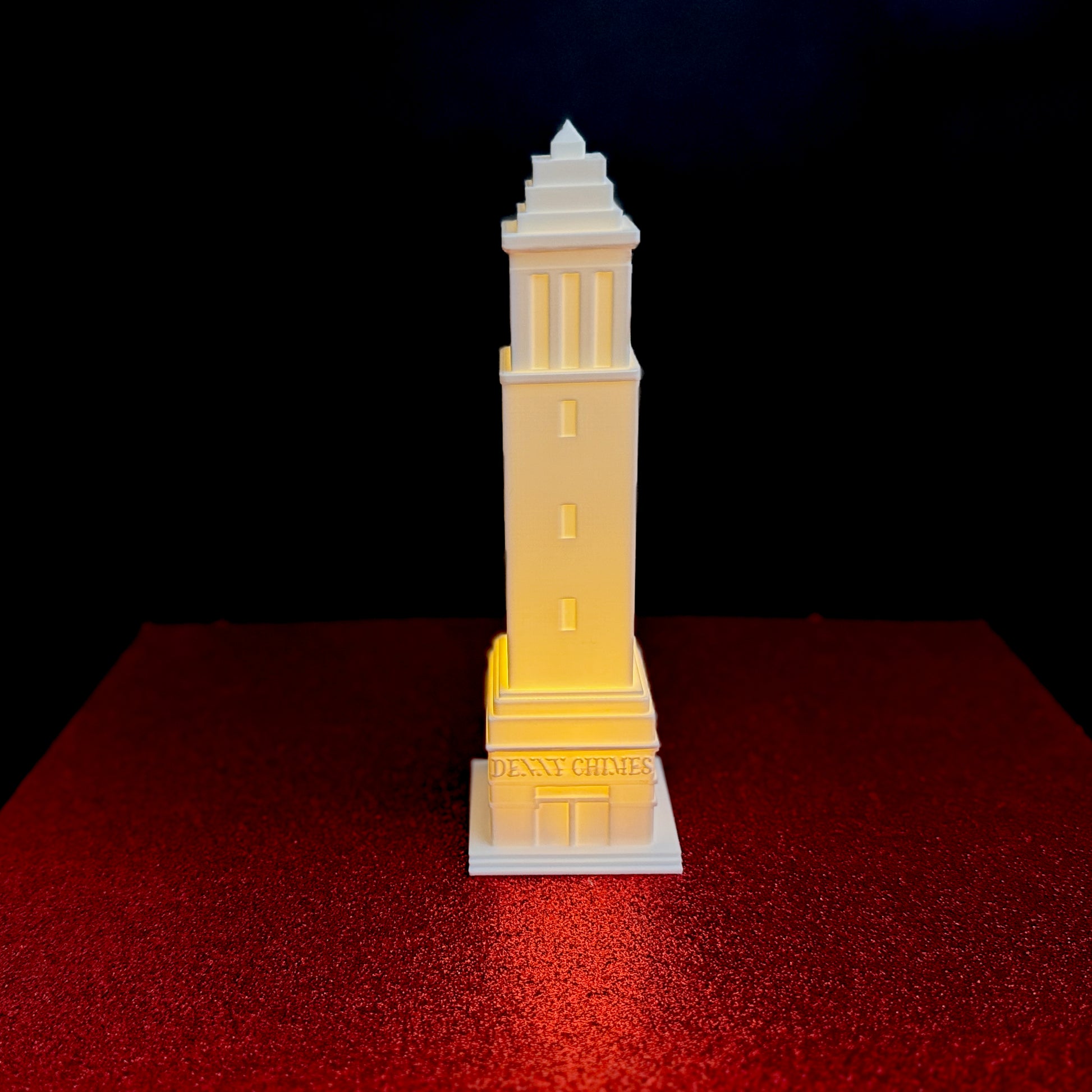 The University of Alabama LED light, designed as a figurine representing the Denny Chimes building on the Tuscaloosa campus.