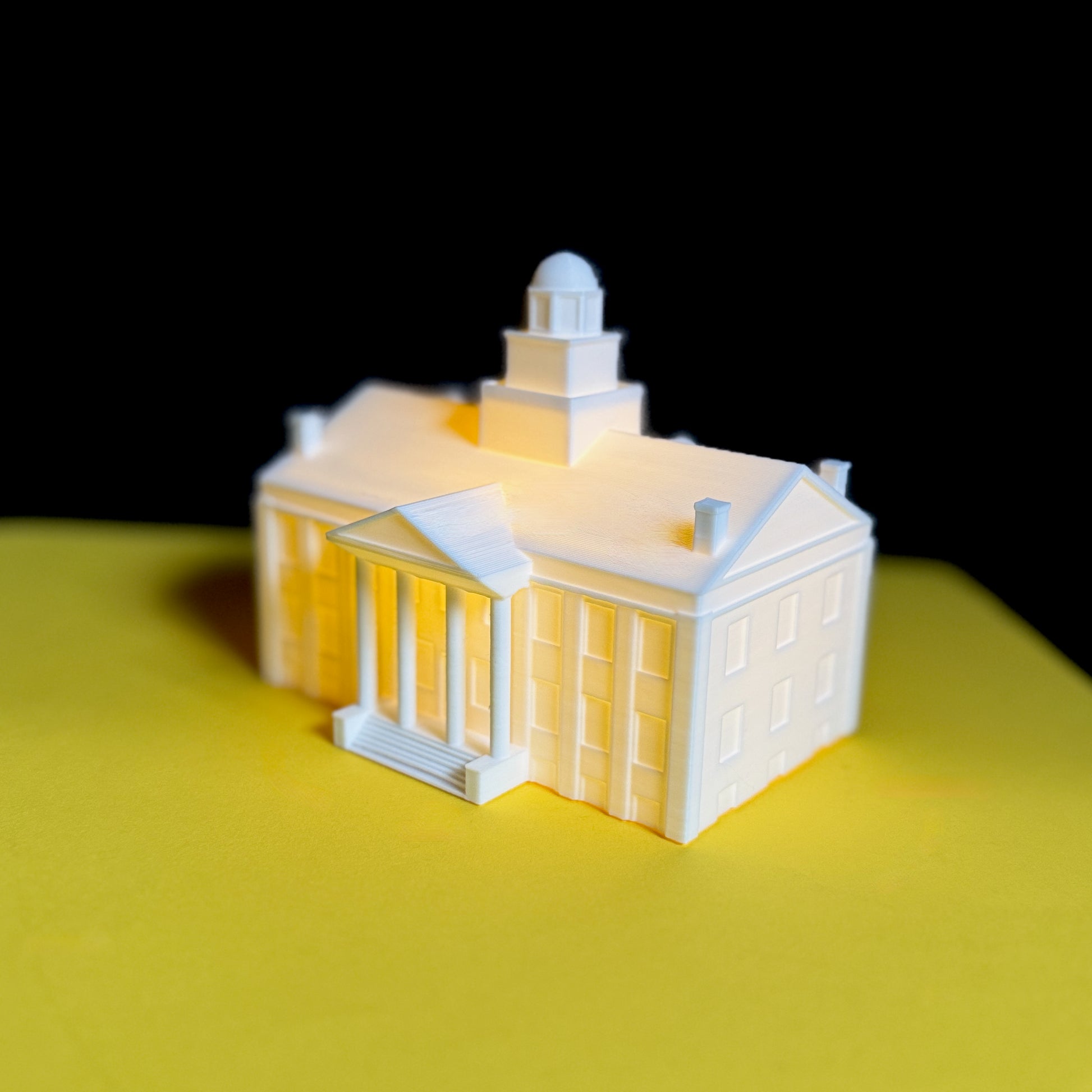 LED lighted University of Iowa Old Capitol figurine – 3D printed glowing model for home or office decor