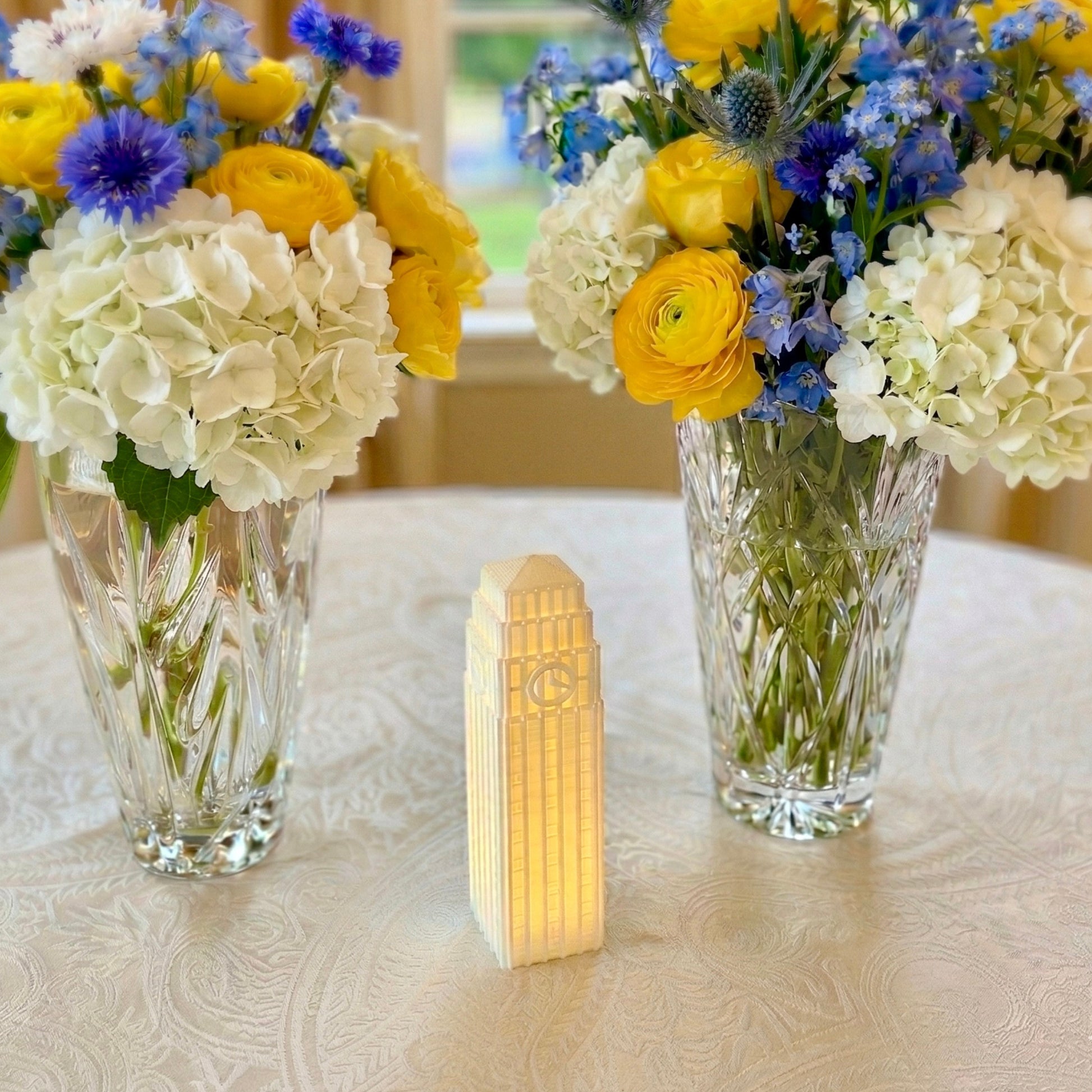 The University of Michigan figurine, used as party decor for a Michigan graduate.