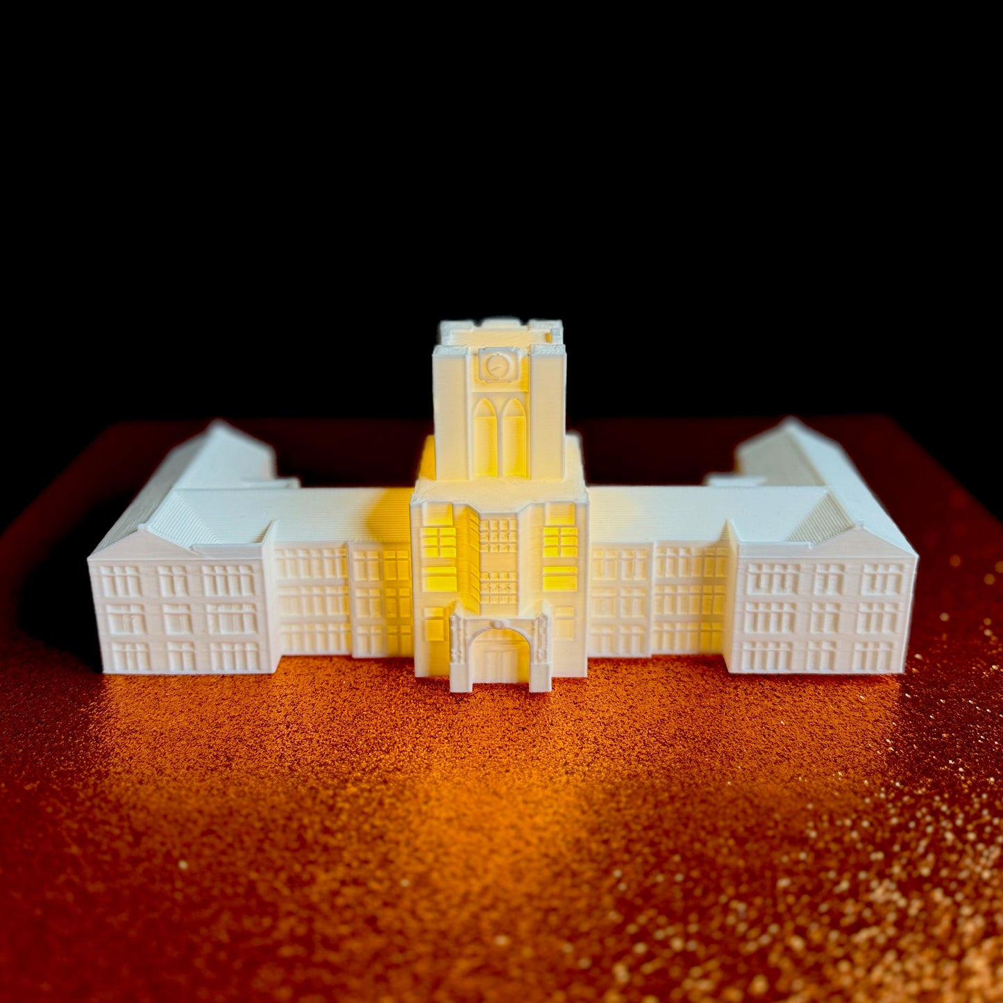 UT Knoxville graduation cake topper Ayres Hall building with glowing LED