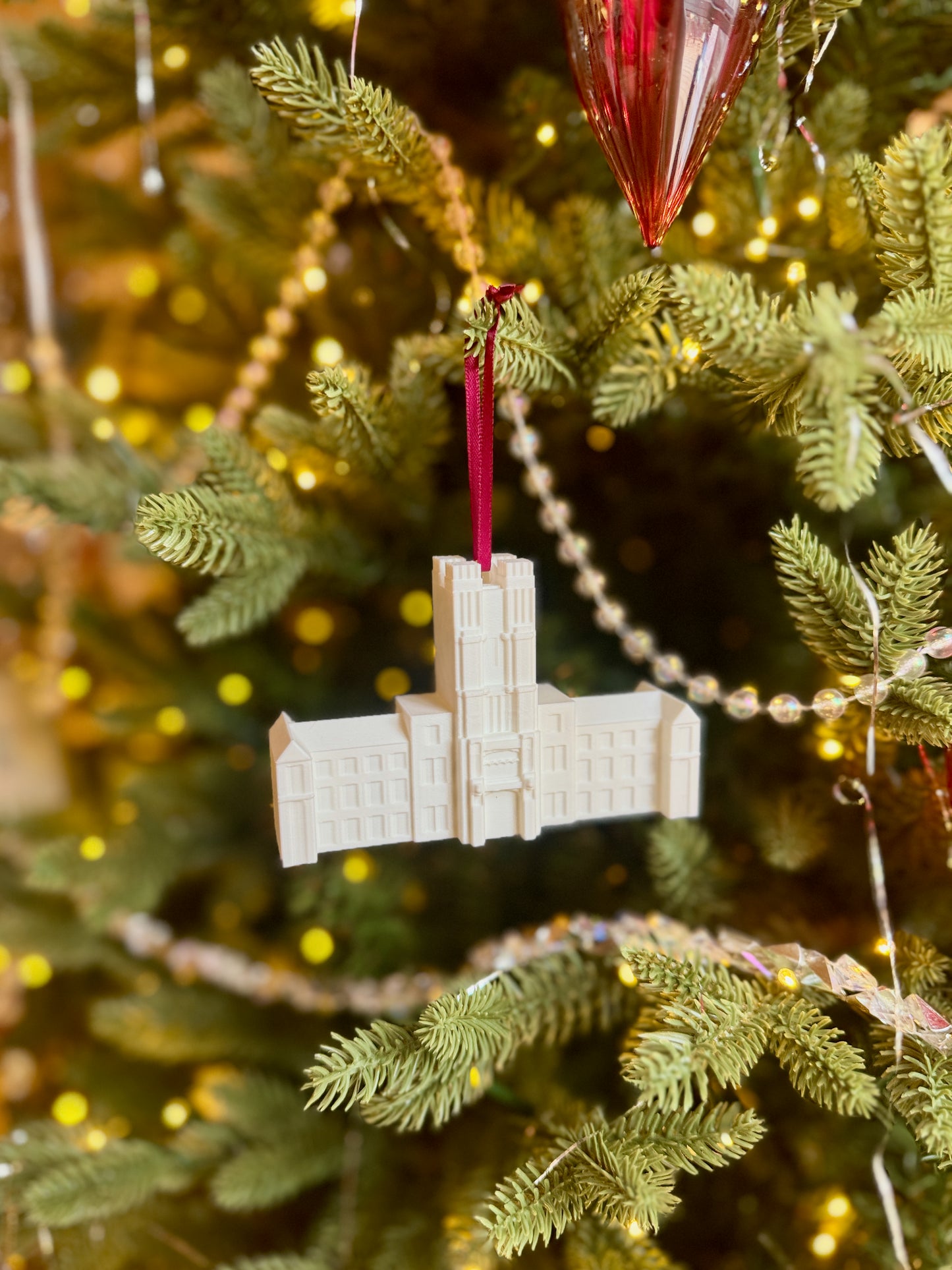 Virginia Tech Burrus Hall ornament for alumni and students.