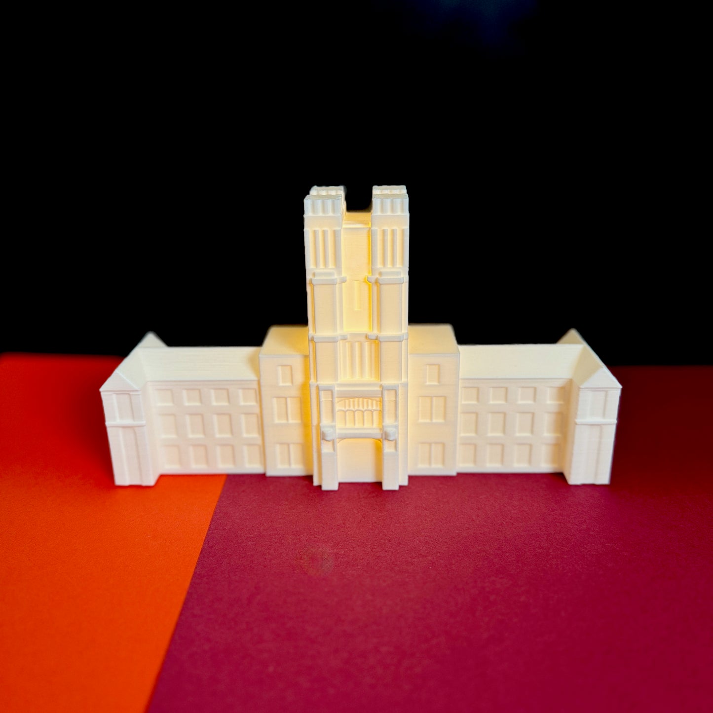 Virginia Tech Figurine of Burruss Hall with an LED light.