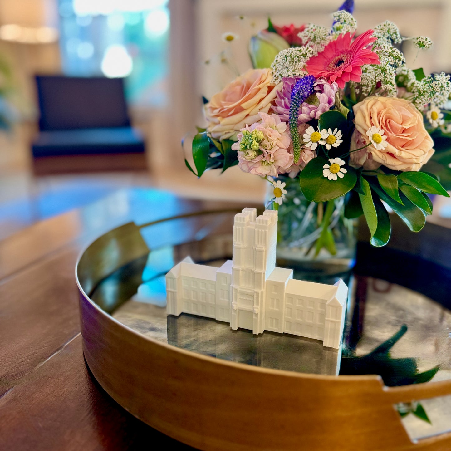 The Virginia Tech figurine used as a centerpiece at a graduation party.