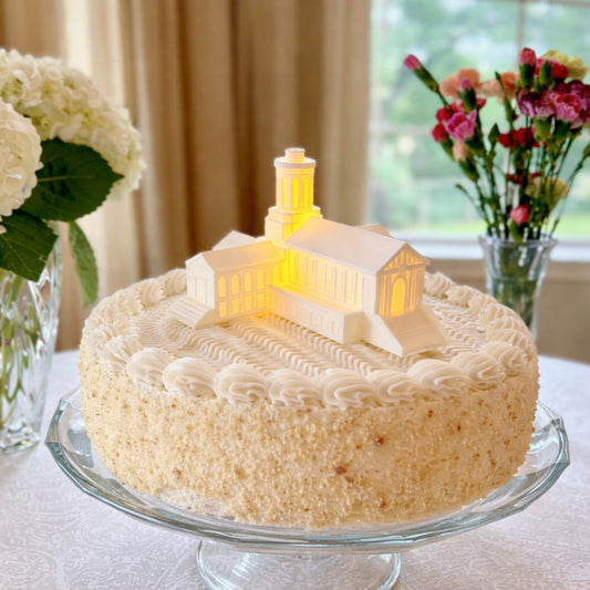 The Carnegie Mellon cake topper, shown on a graduation cake or groom's cake for CMU alumni.