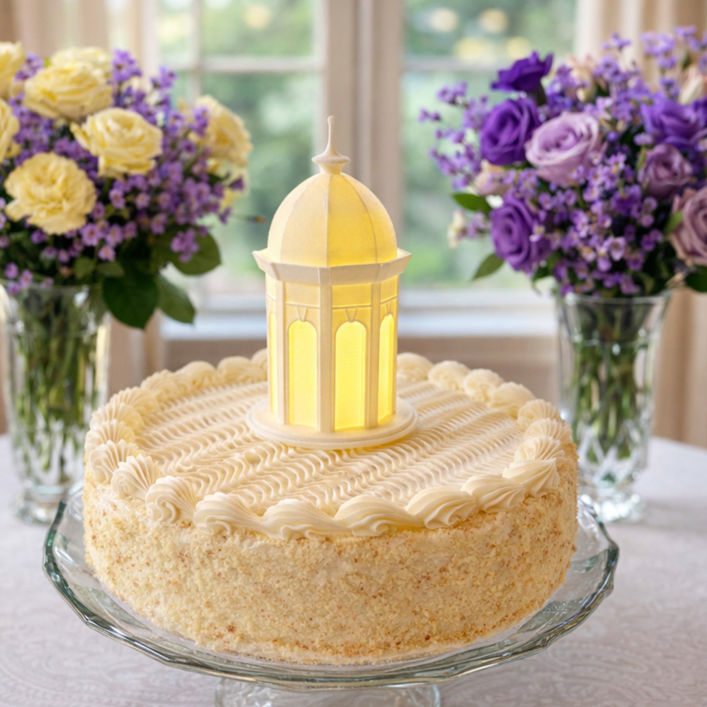 The East Carolina University cake topper figurine, designed as the ECU Cupola building on campus