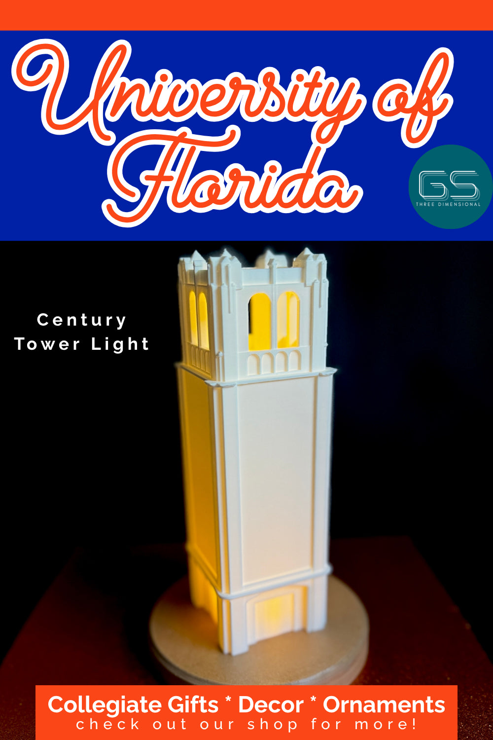 University of Florida Century Tower LED Lamp – UF Graduation Gift, Alumni Keepsake & Gator Décor